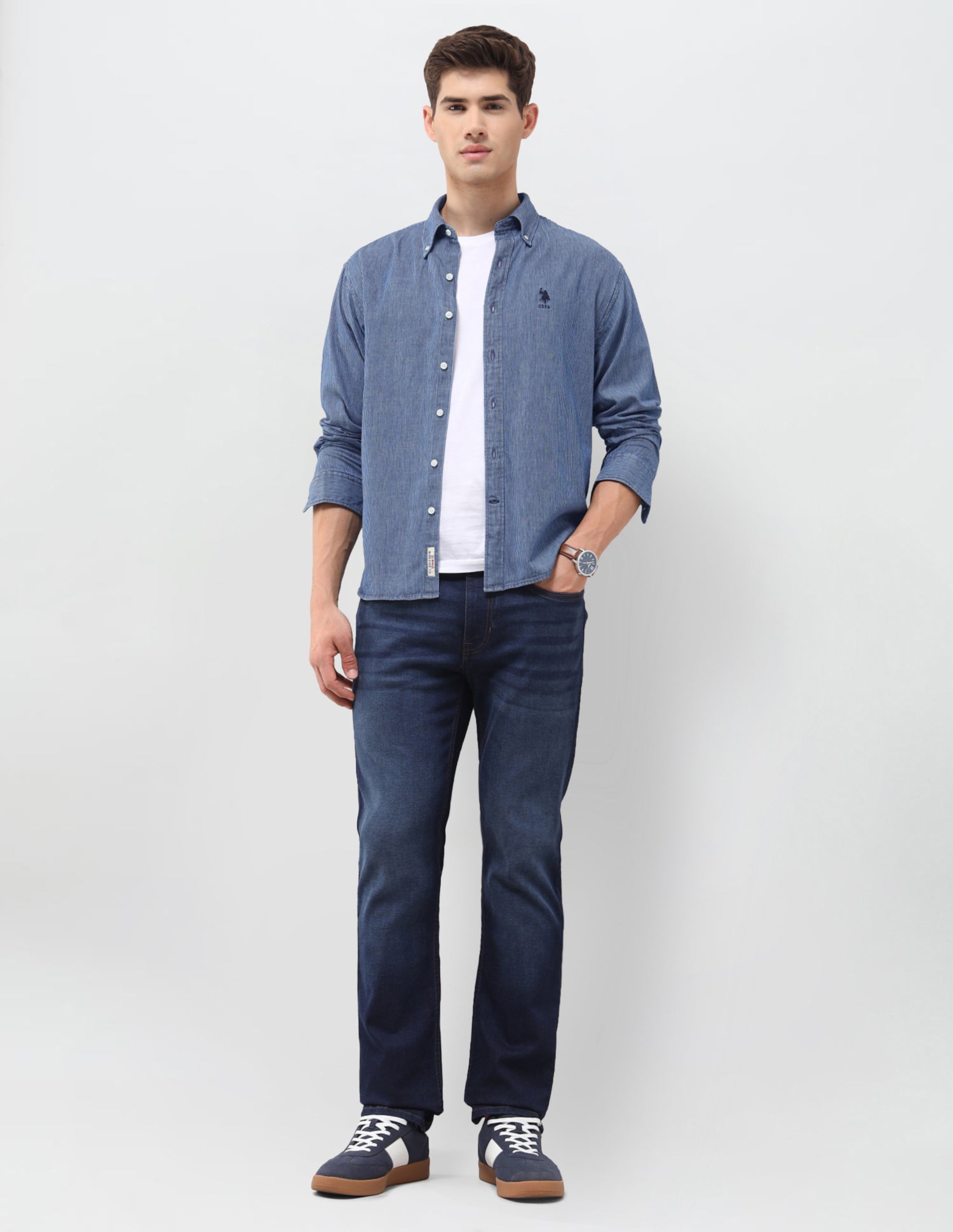 Pinstriped Dobby Shirt Indigo - U.S. Polo Assn. India | Large