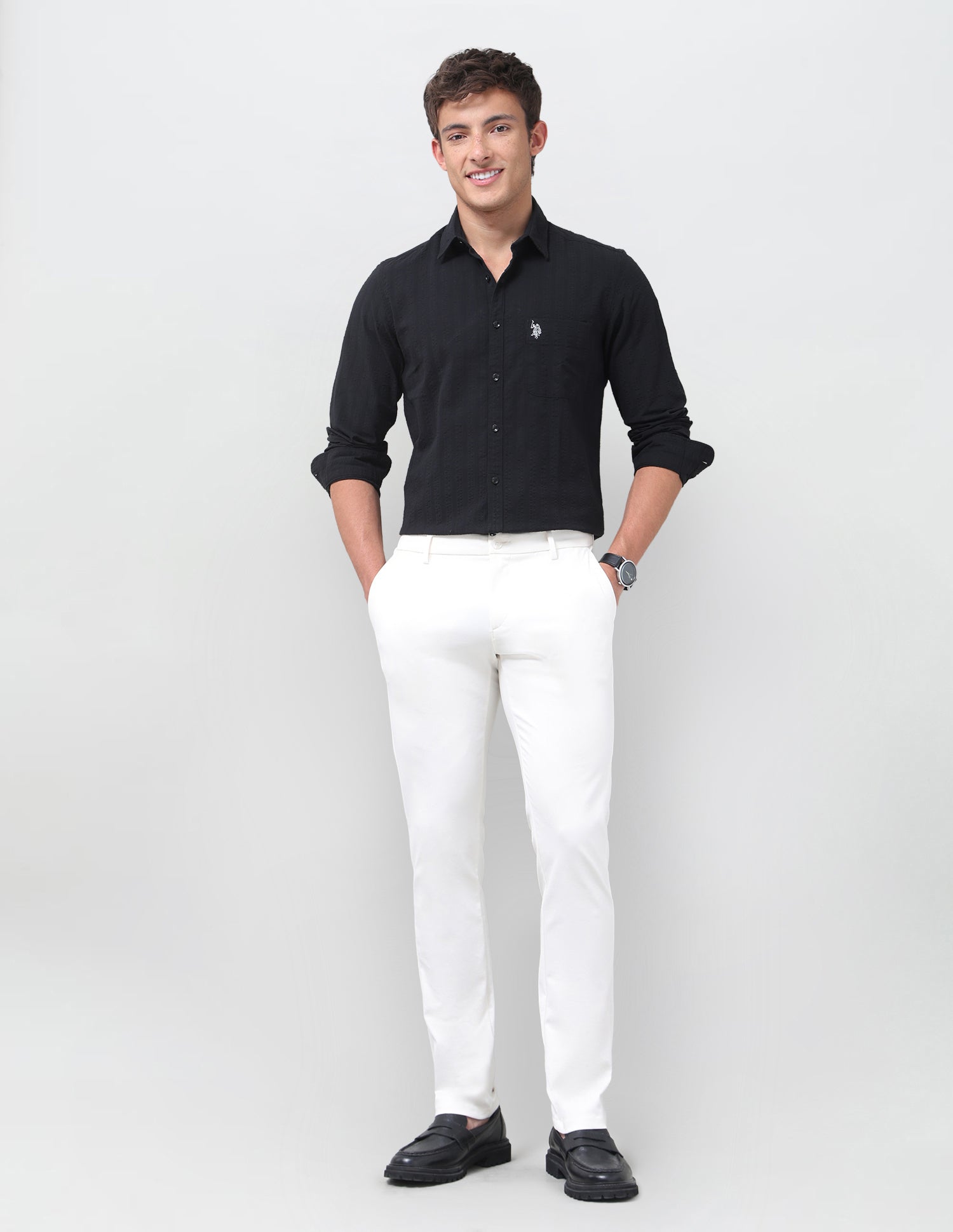 Vertical Striped Regular Fit Shirt Black - U.S. Polo Assn. India | Large