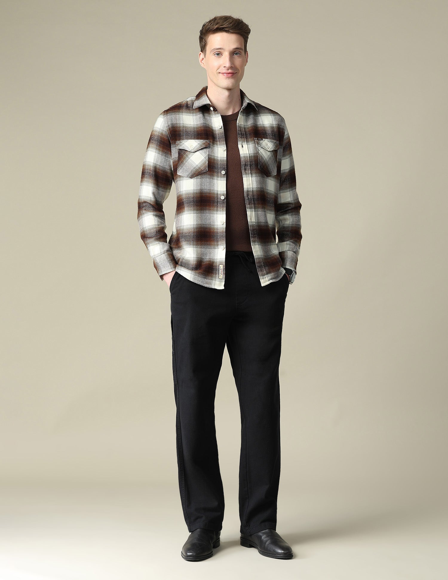 Twill Plaid Checked Shacket Ivory - U.S. Polo Assn. India | Large