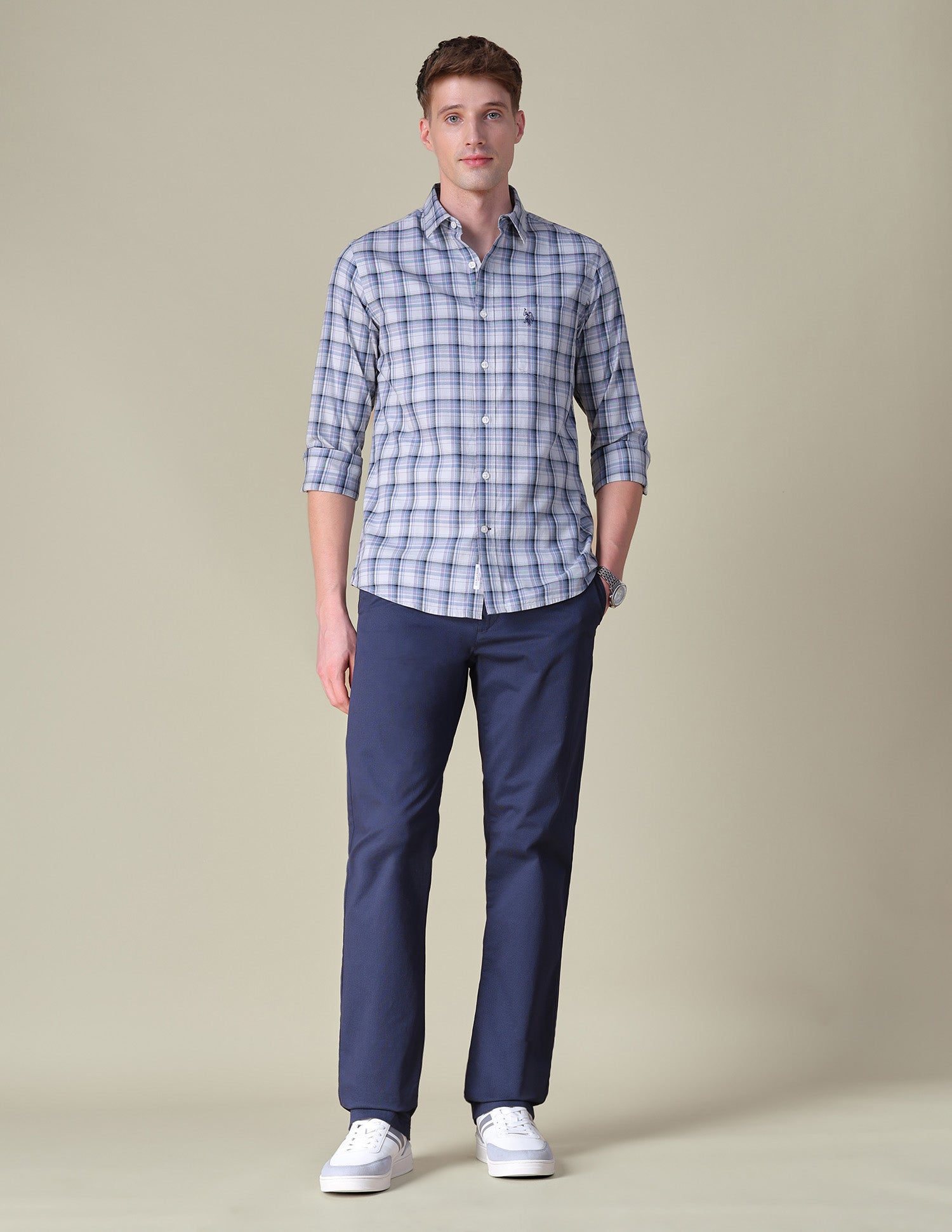 Tartan Checked Regular Fit Shirt Lavender - U.S. POLO ASSN. | Large