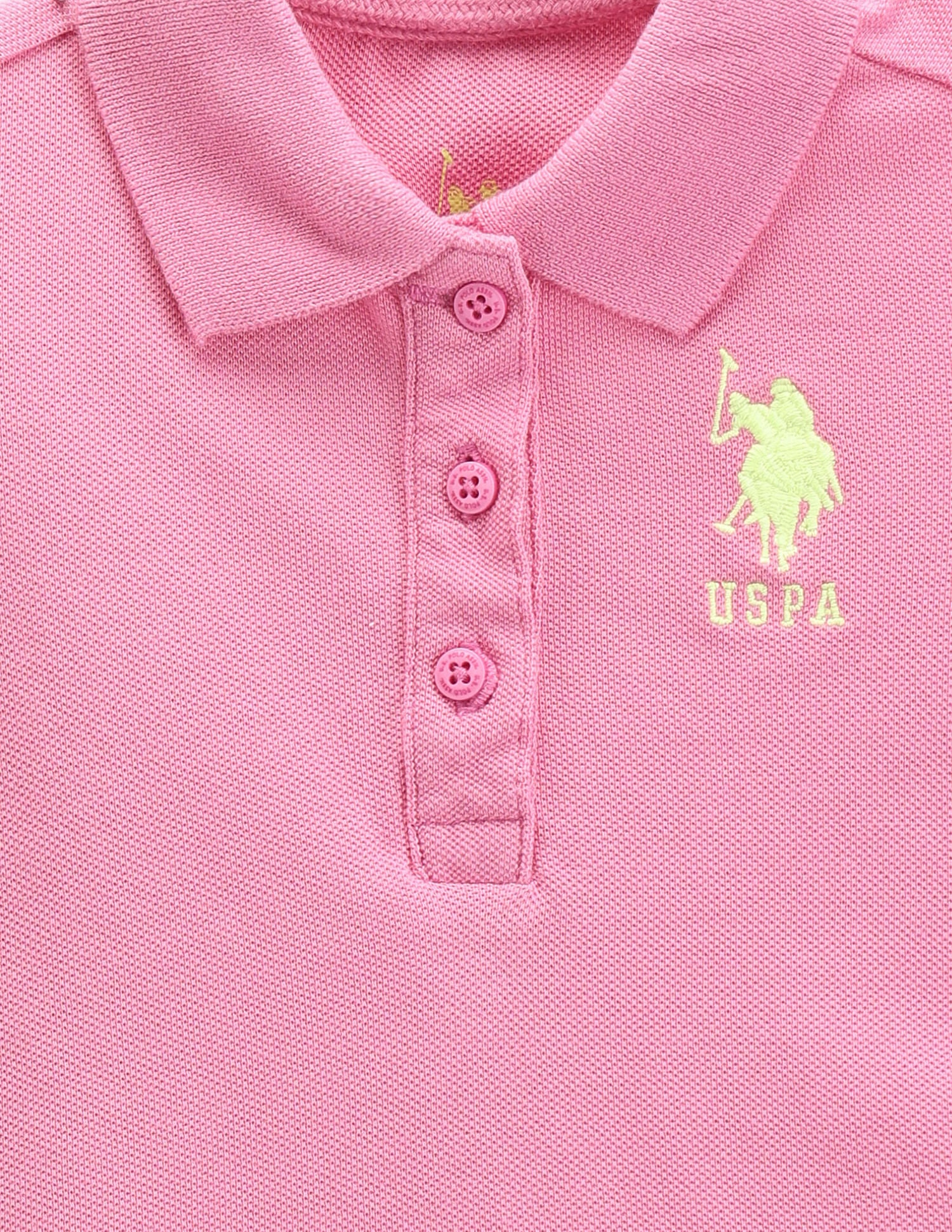 Girls Short Sleeve Solid Polo Shirt Pink - U.S. POLO ASSN. | Large