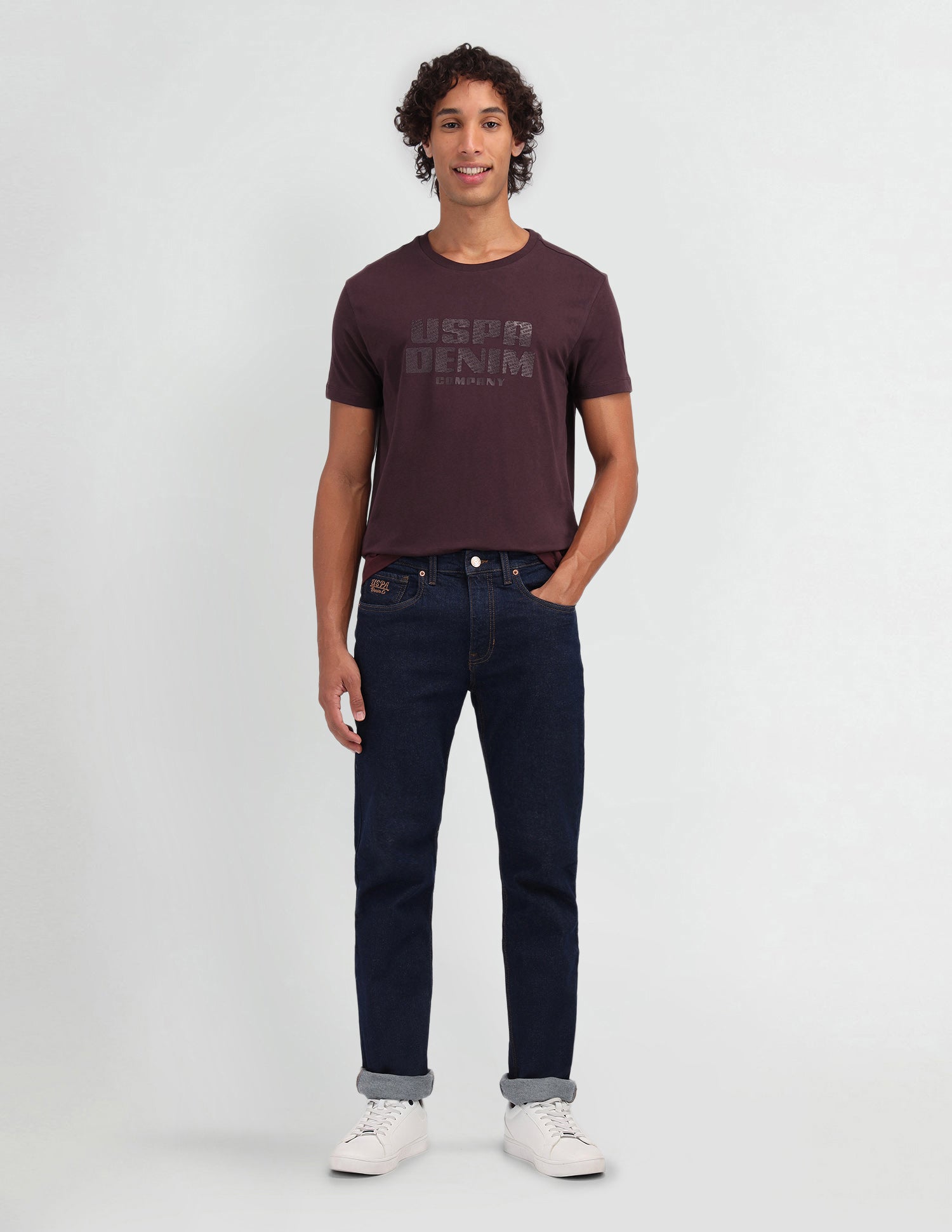 Brand Printed Muscle Fit T-Shirt Wine - U.S. Polo Assn. India | Large
