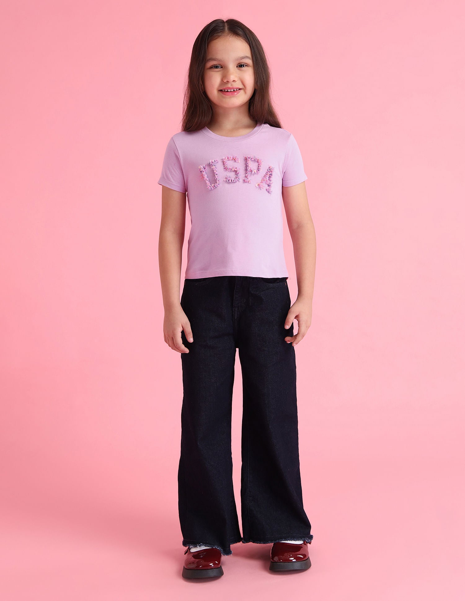 Girls Logo Crew Neck T-Shirt Light Purple - U.S. POLO ASSN. | Large