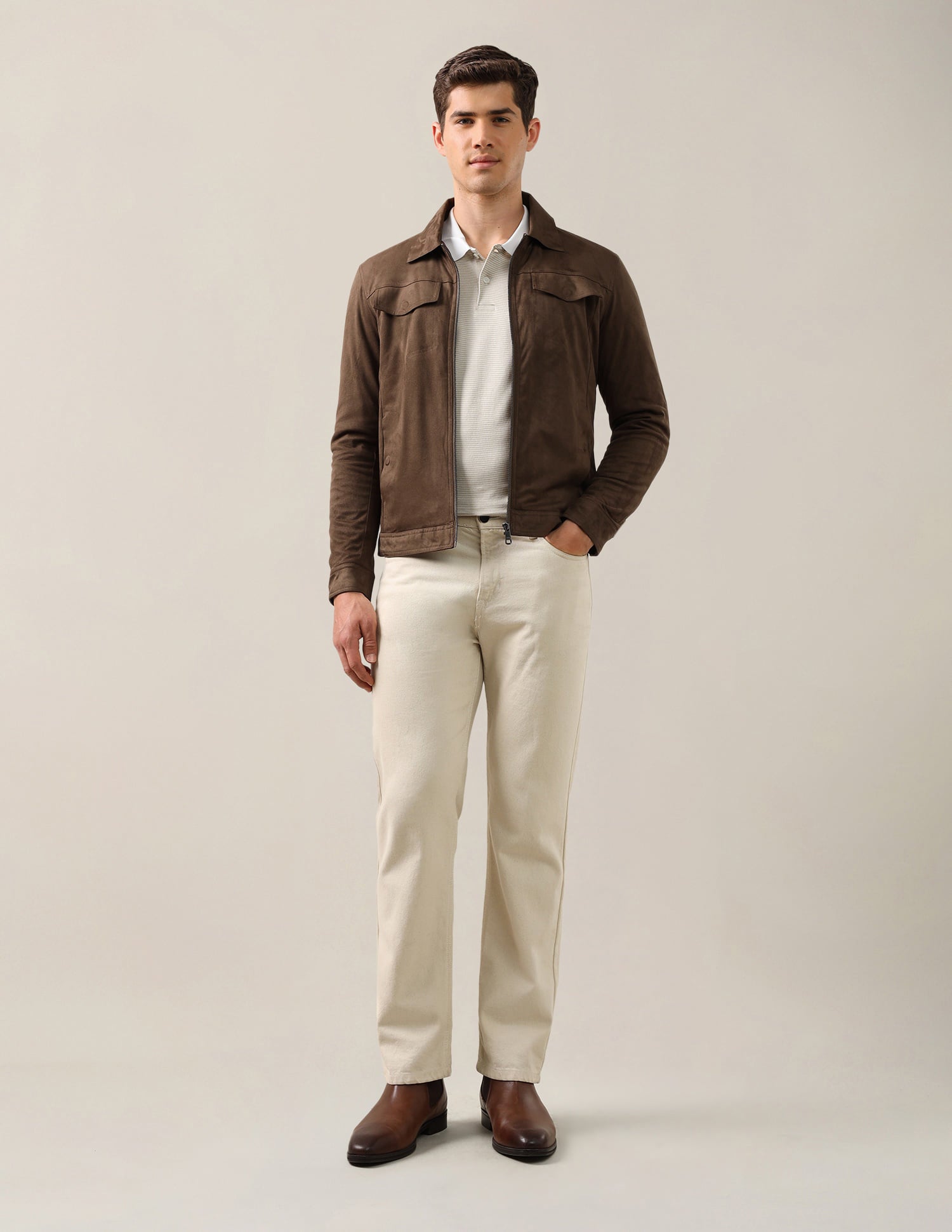 Regular Fit Solid Jacket Brown - U.S. Polo Assn. India | Large