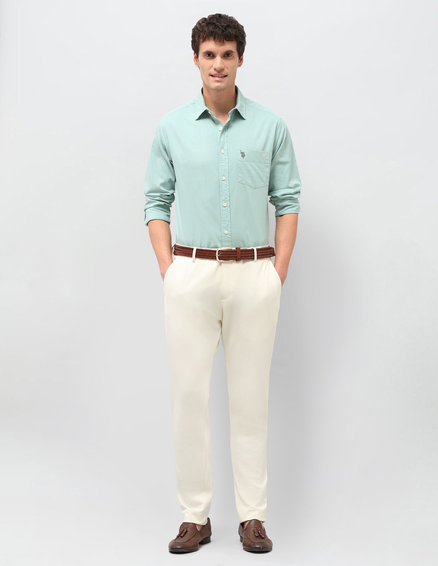 Twill Solid Shirt Mint - U.S. Polo Assn. India | Large