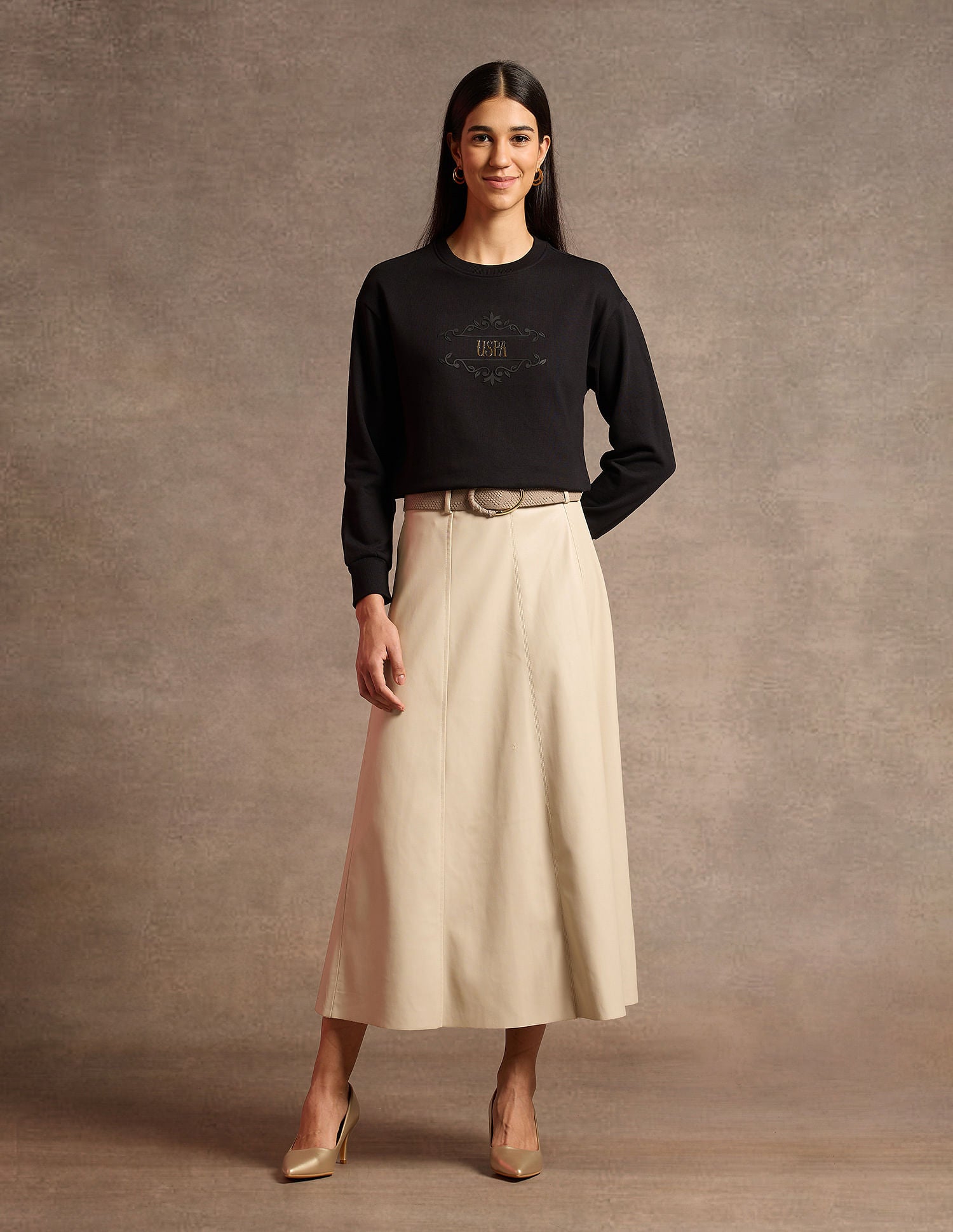 Brand Printed Regular Fit Sweatshirt Black - U.S. POLO ASSN. | Large