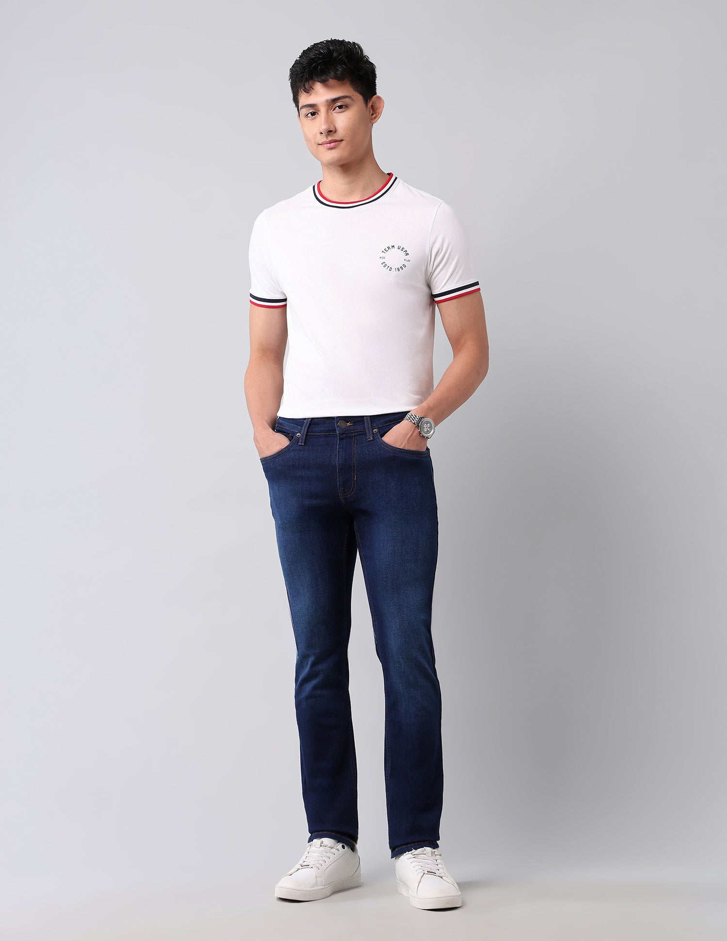 Regallo Skinny Fit Blue Jeans Dark Blue - U.S. Polo Assn. India | Large