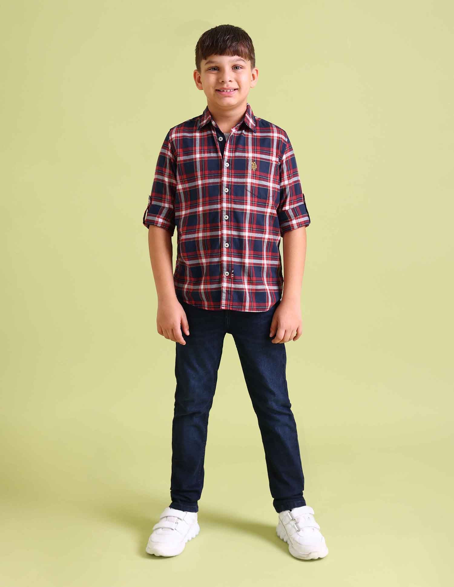 Spread Collar Check Shirt Red - U.S. Polo Assn. India | Large