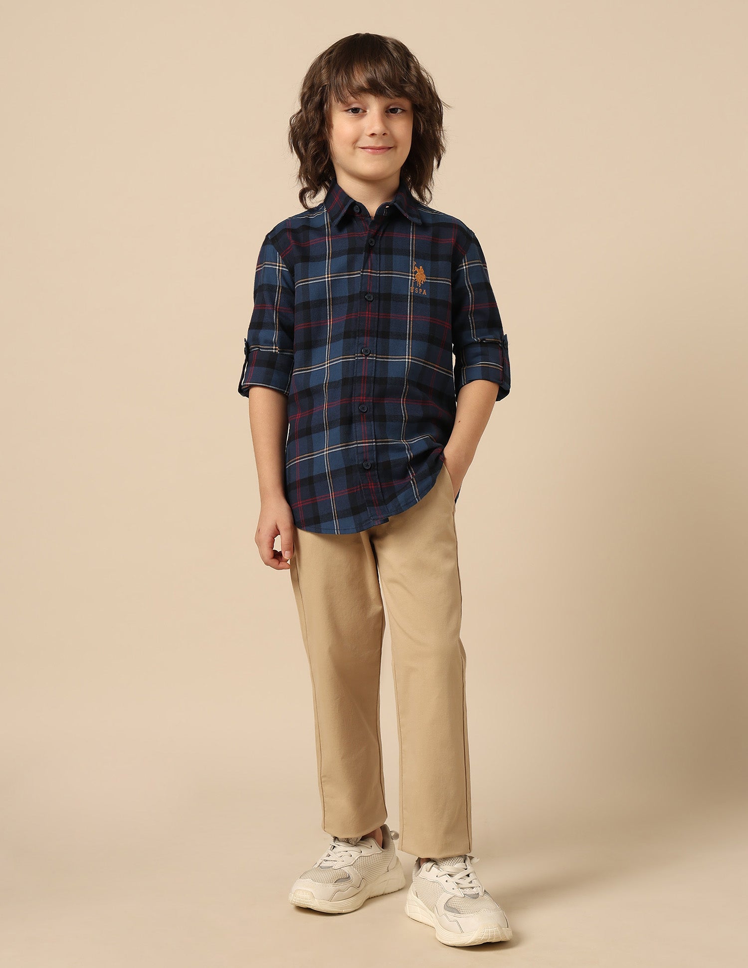 Boys All Over Printed Pure Cotton Shirt Navy - U.S. POLO ASSN. | Large