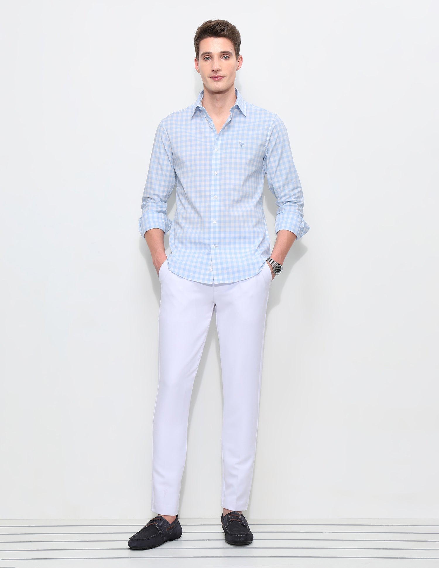 White Harbour Premium Poplin Shirt Light Blue - U.S. Polo Assn. India | Large