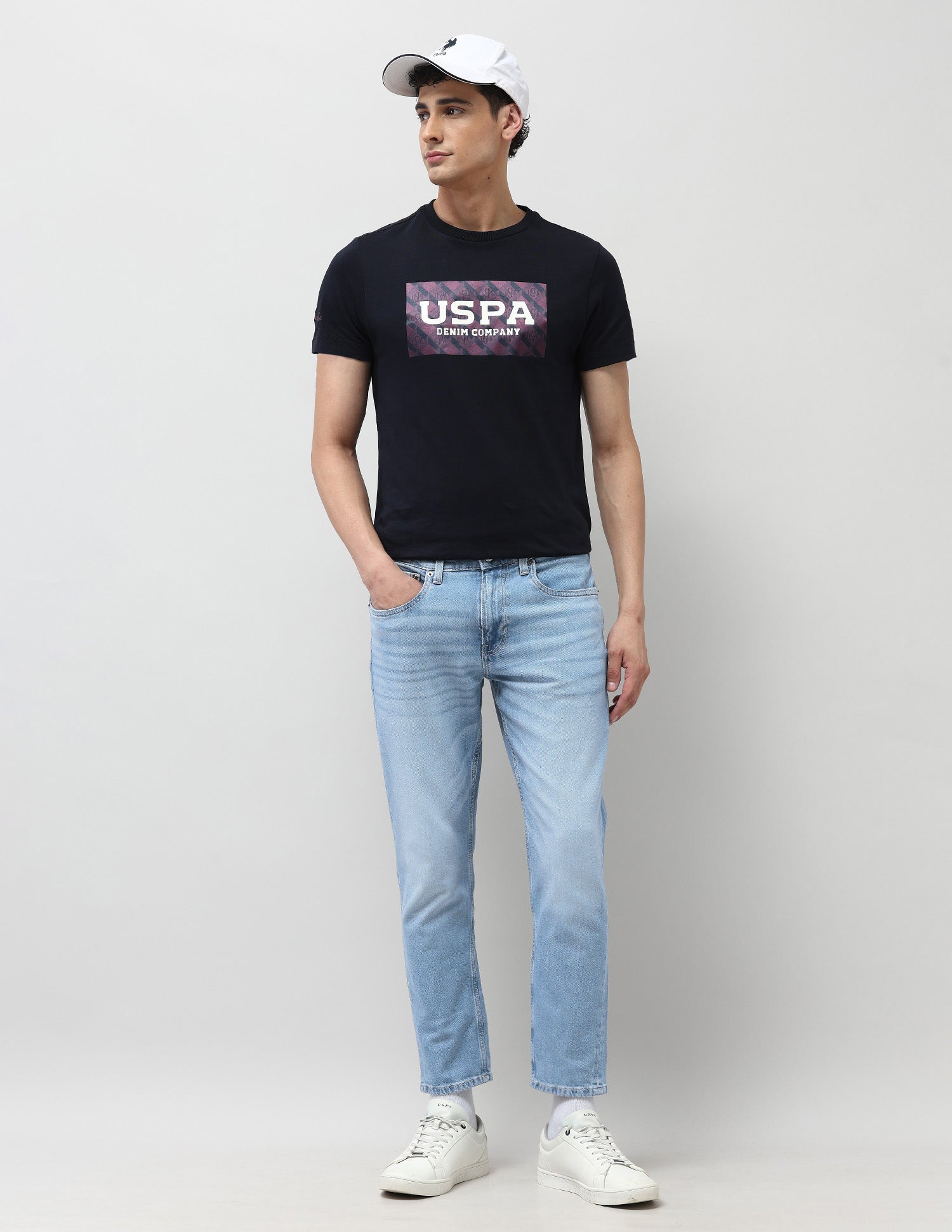 Cole Comfort Cropped Fit Blue Jeans Rags Wash - U.S. POLO ASSN. | Large