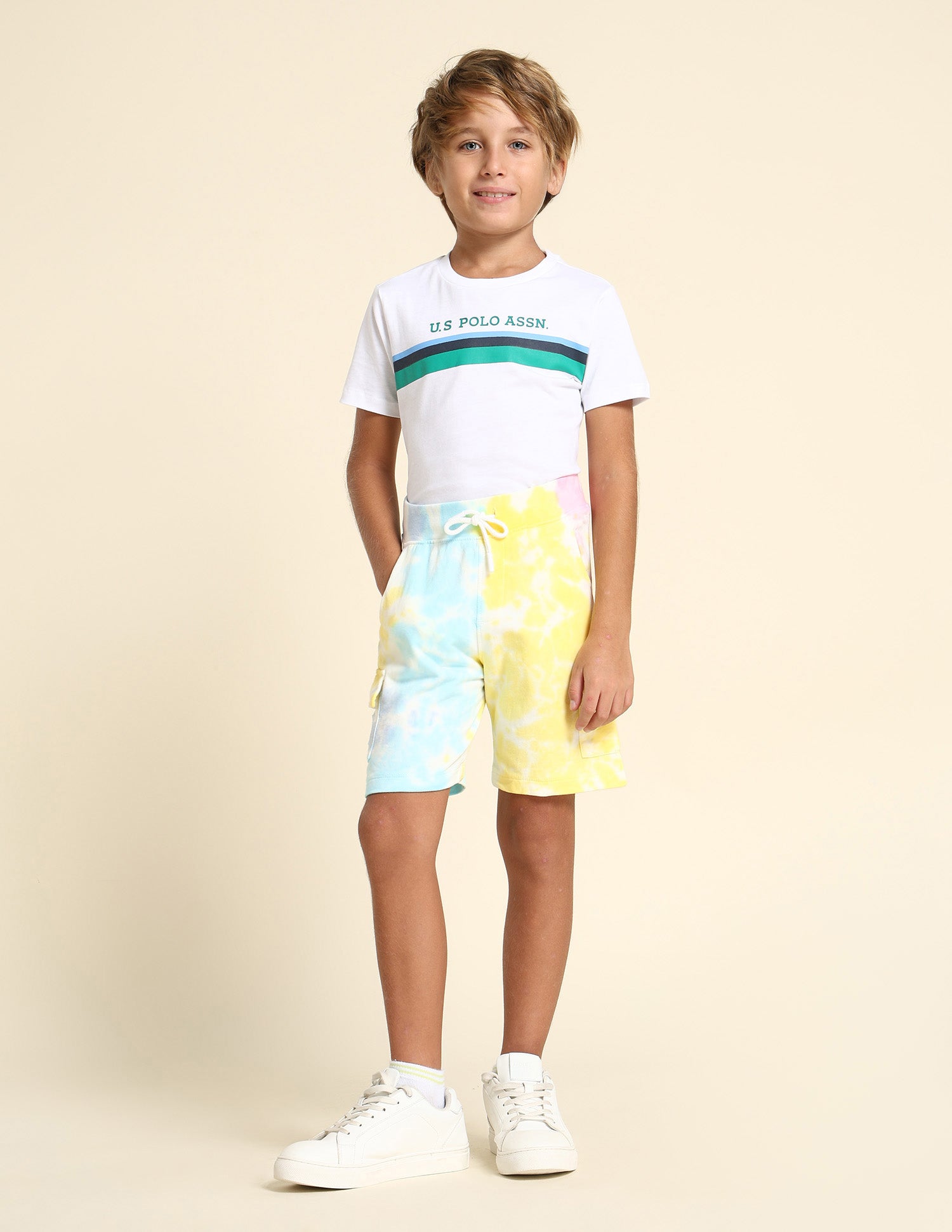 Boys Tie And Dye Regular Fit Shorts Light Purple - U.S. POLO ASSN. | Large