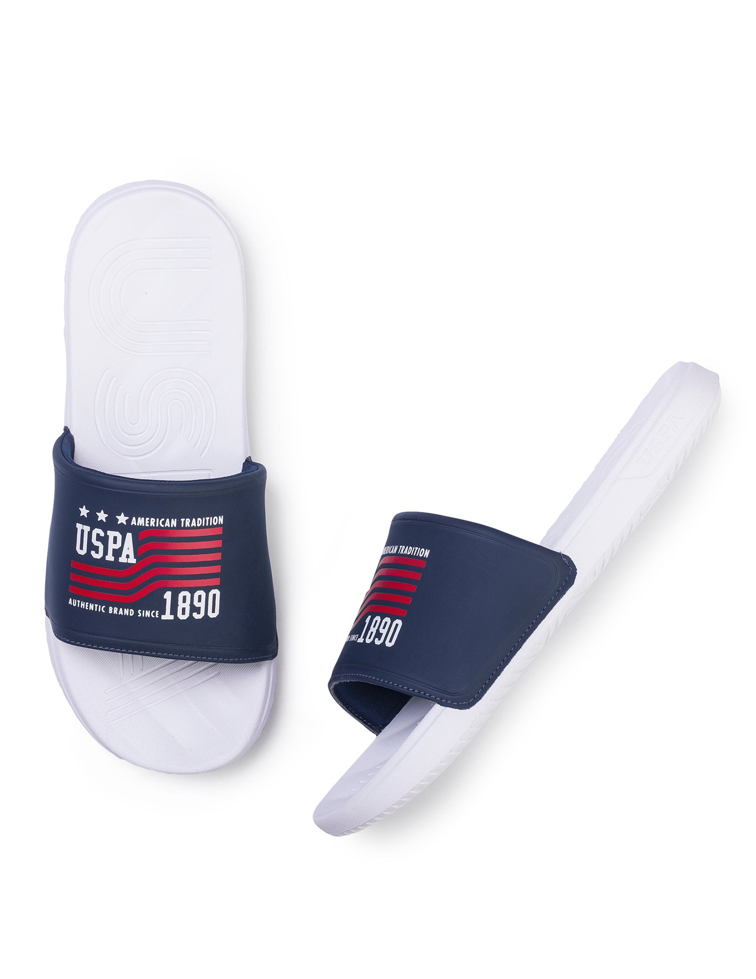 Men Brand Printed Axer Slippers White - U.S. Polo Assn. India | Large