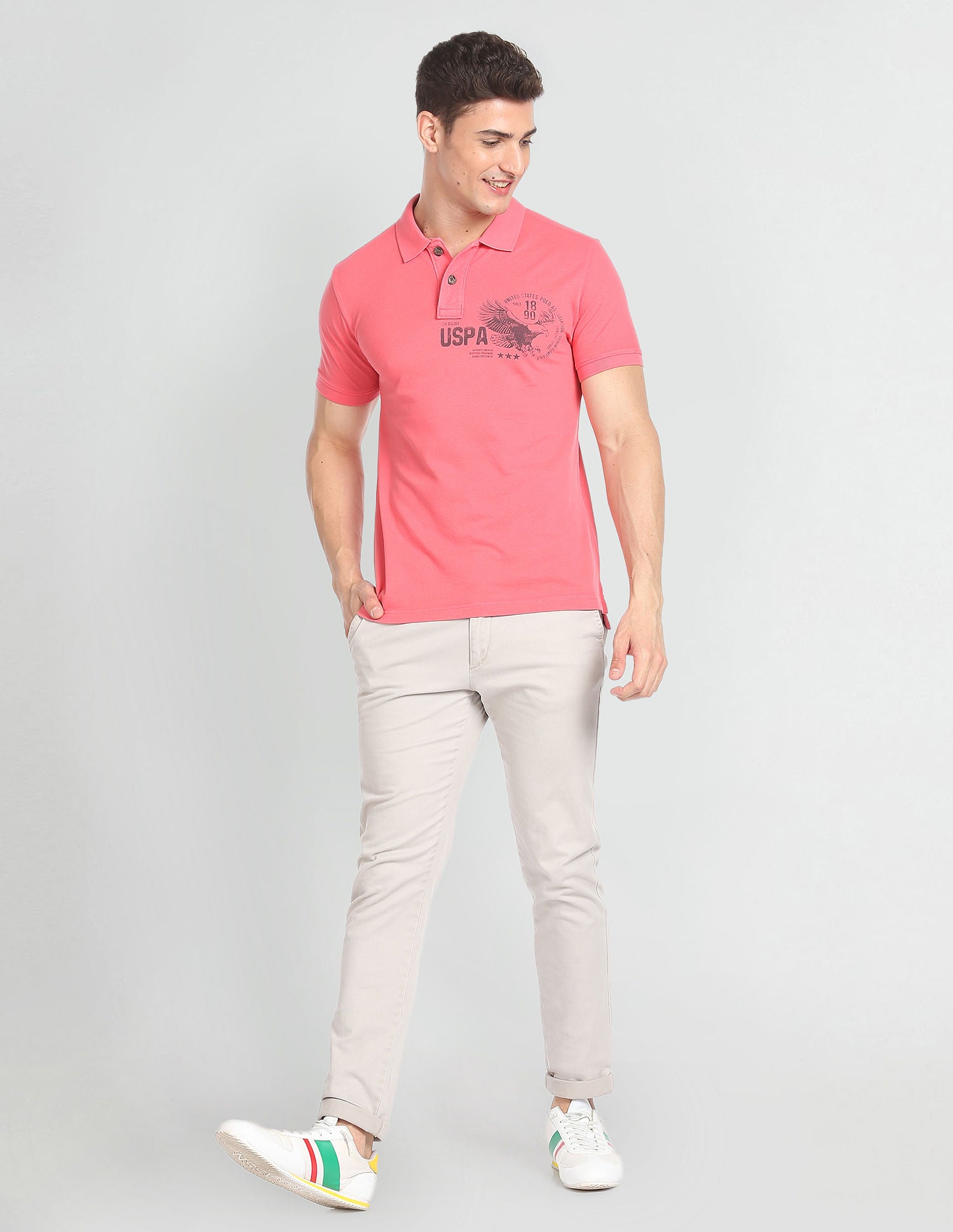 Solid Cotton Polo Shirt Pink - U.S. POLO ASSN. | Large