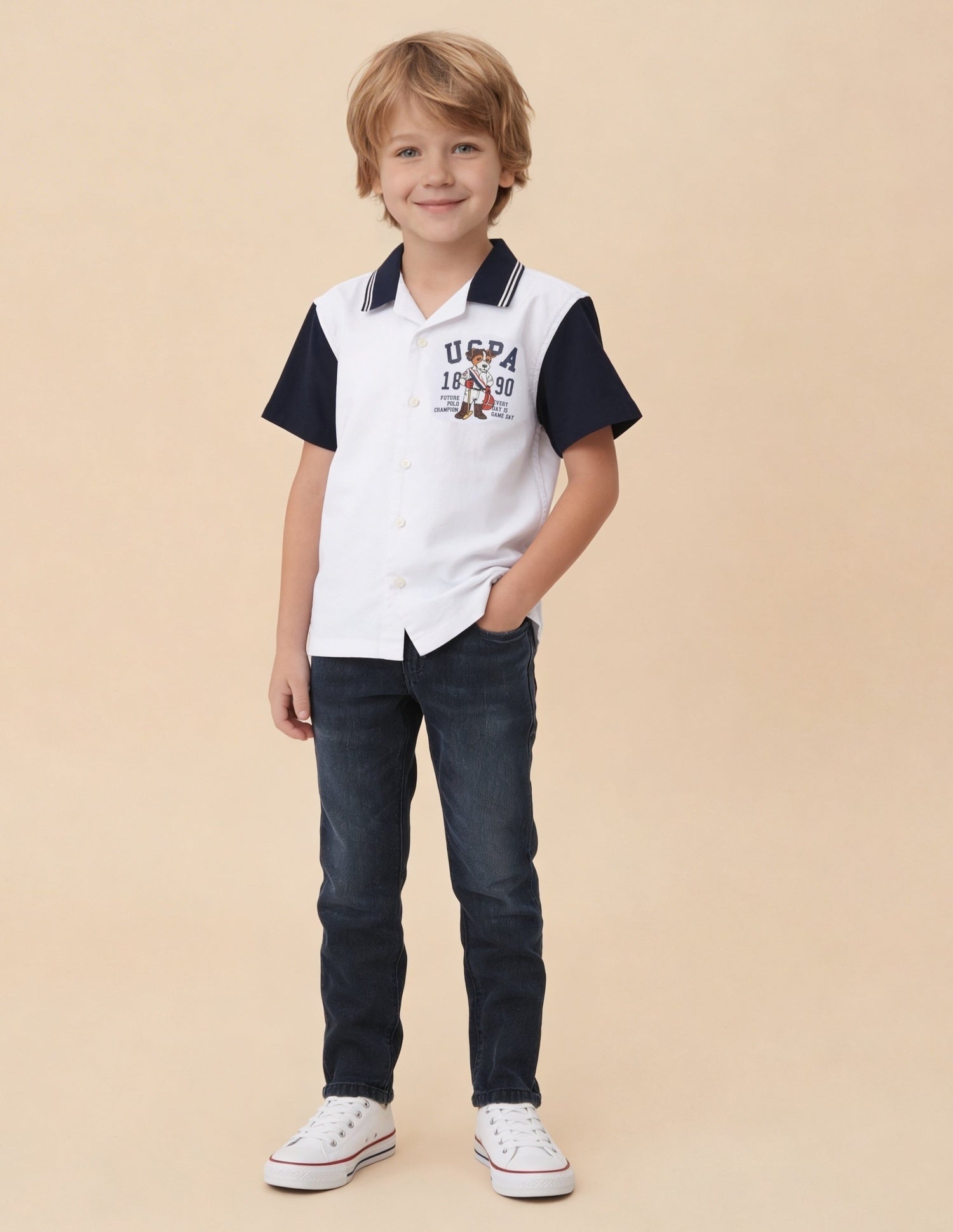 Graphic Brand Printed Oxford Shirt White - U.S. Polo Assn. India | Large