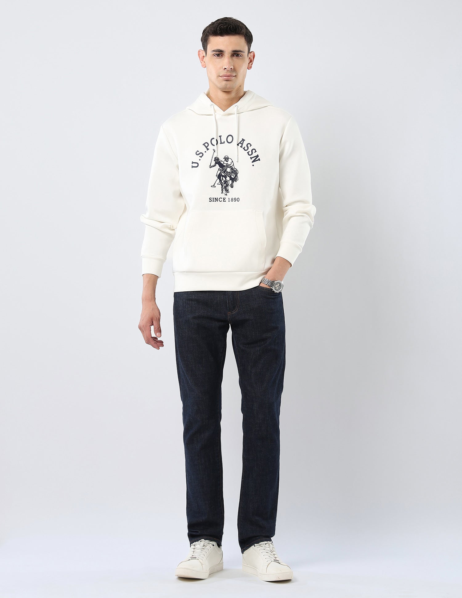 Brand Embroidered Regular Fit Sweatshirt Off White - U.S. POLO ASSN. | Large