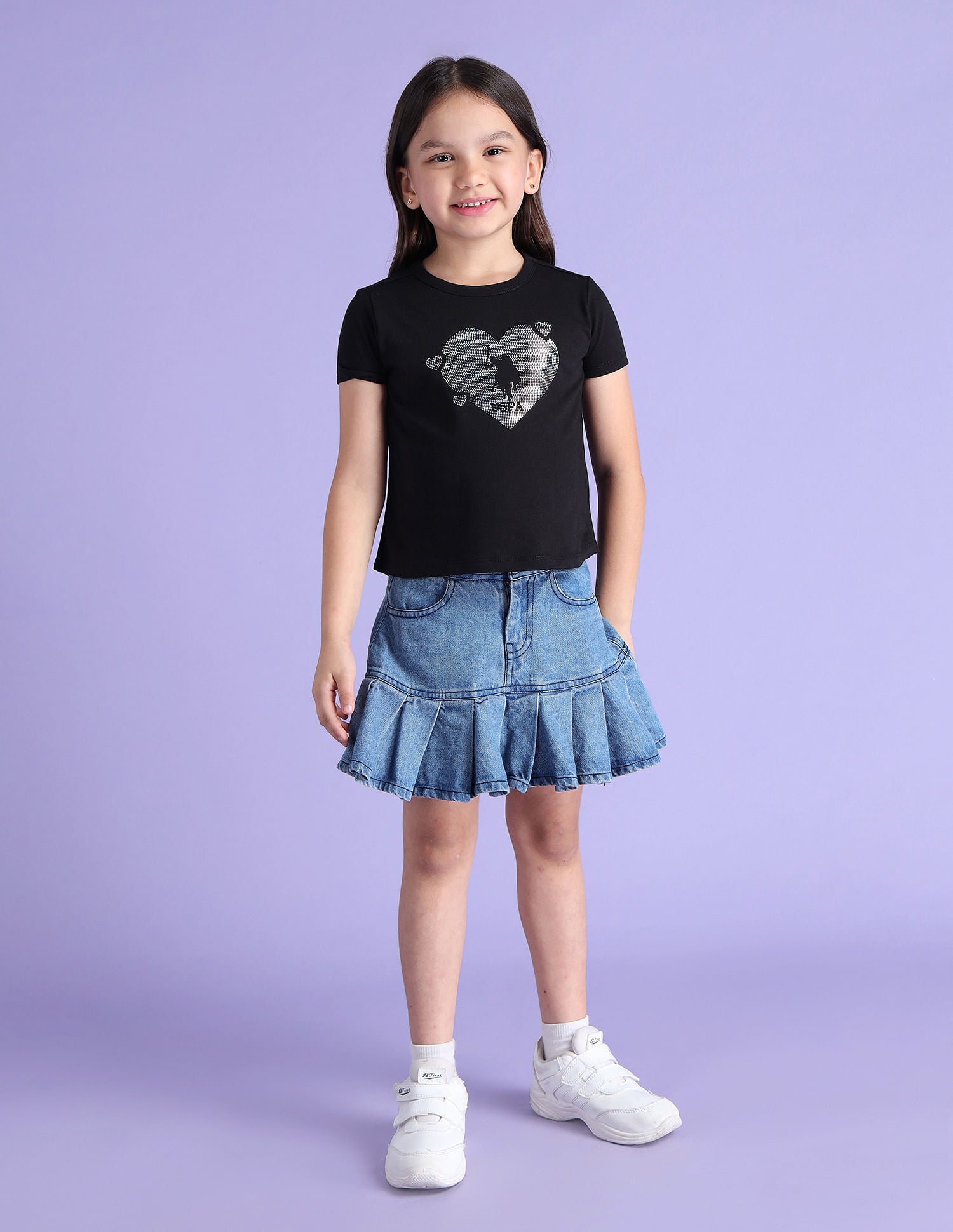 Girls Embellished Cotton T-Shirt Black - U.S. POLO ASSN. | Large