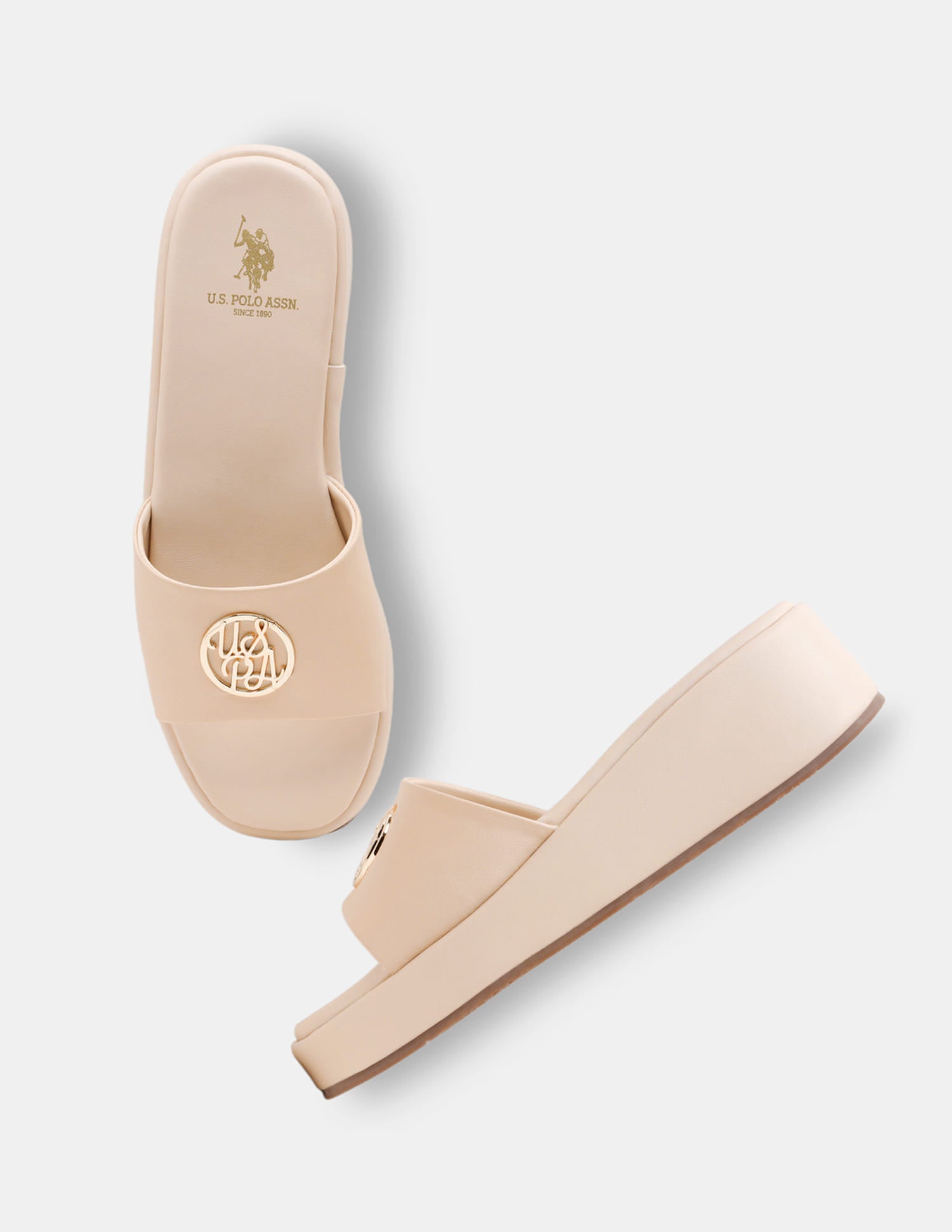 Women Broad Strap Nuri Platform Heels Nude - U.S. Polo Assn. India | Large