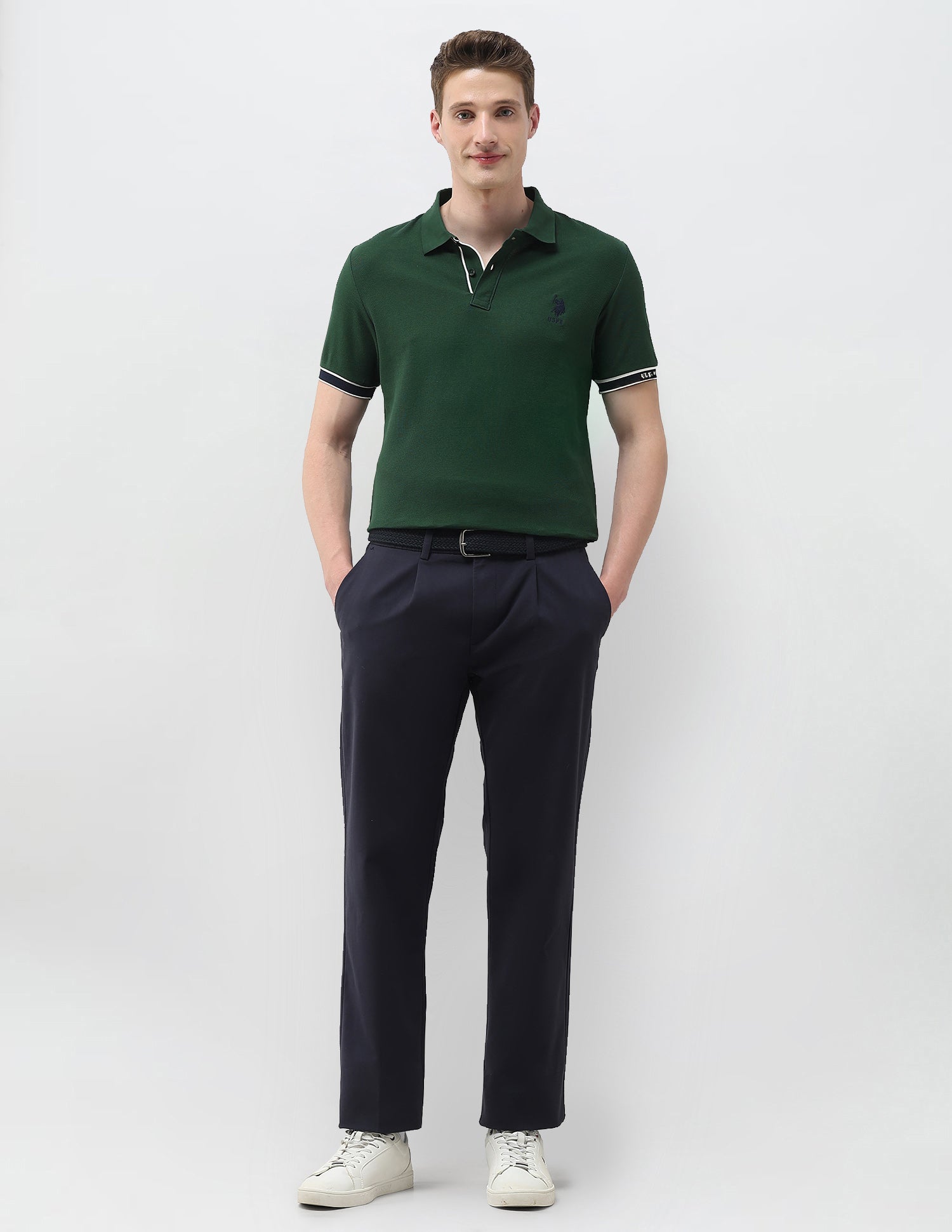 Solid Slim Fit Polo Shirt Green - U.S. Polo Assn. India | Large