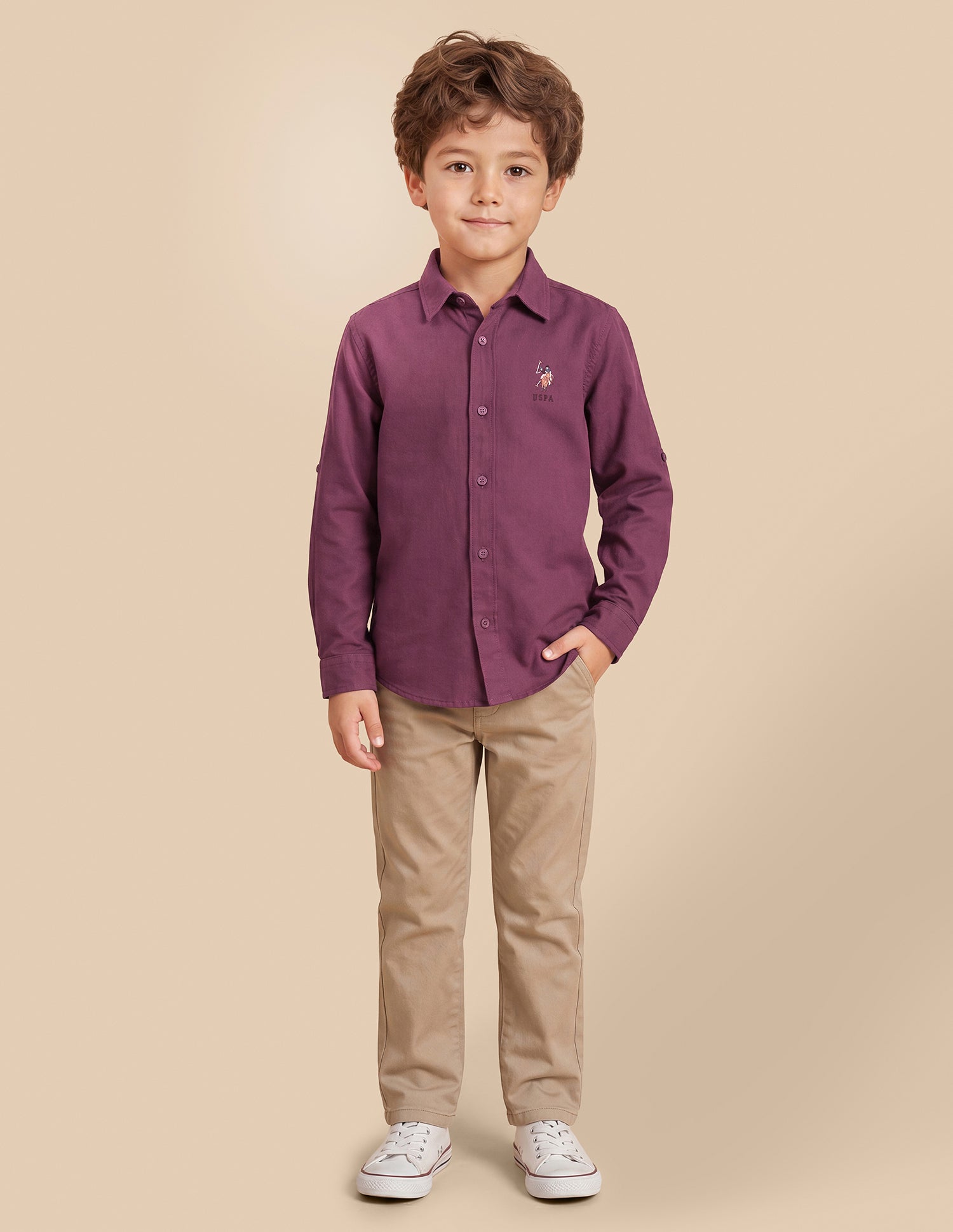 Solid Twill Shirt Maroon - U.S. Polo Assn. India | Large