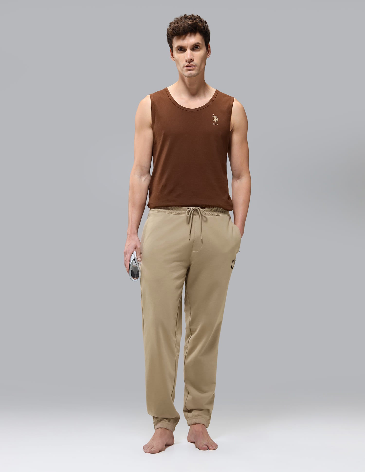 Breathable Relaxed Fit OJ010 Lounge Joggers Beige - U.S. Polo Assn. India | Large