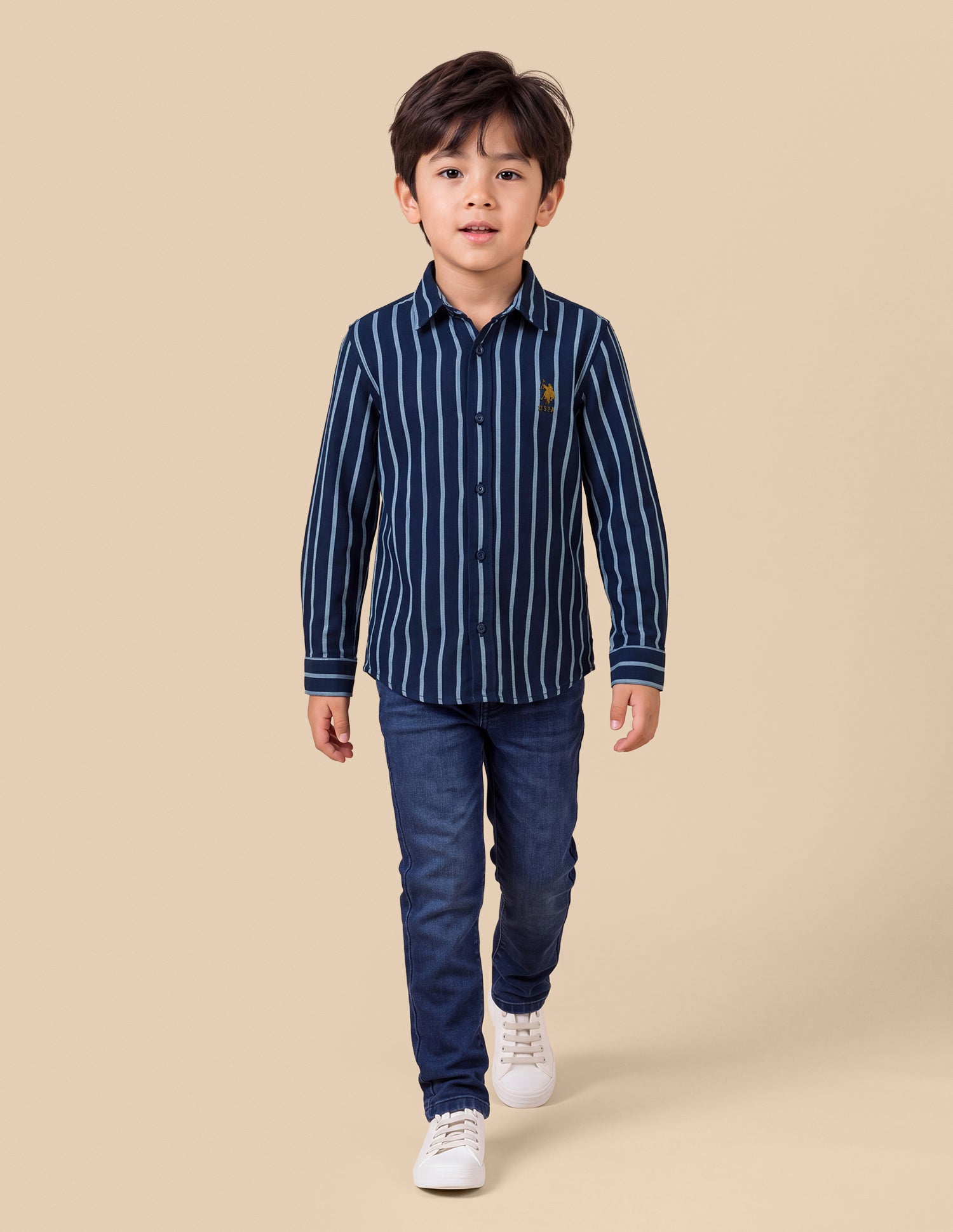 Vertical Striped Twill Shirt Navy - U.S. Polo Assn. India | Large