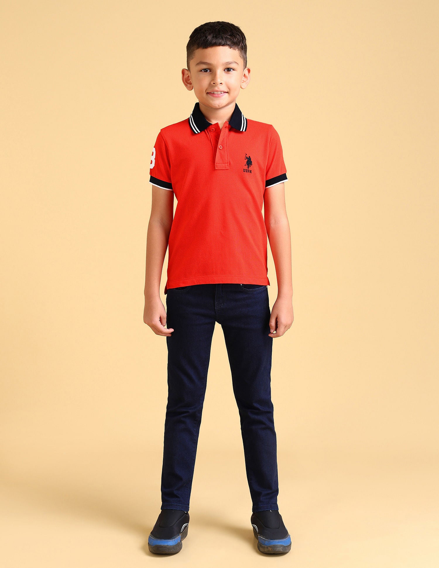Regular fit Solid Polo Shirt Orange - U.S. Polo Assn. India | Large