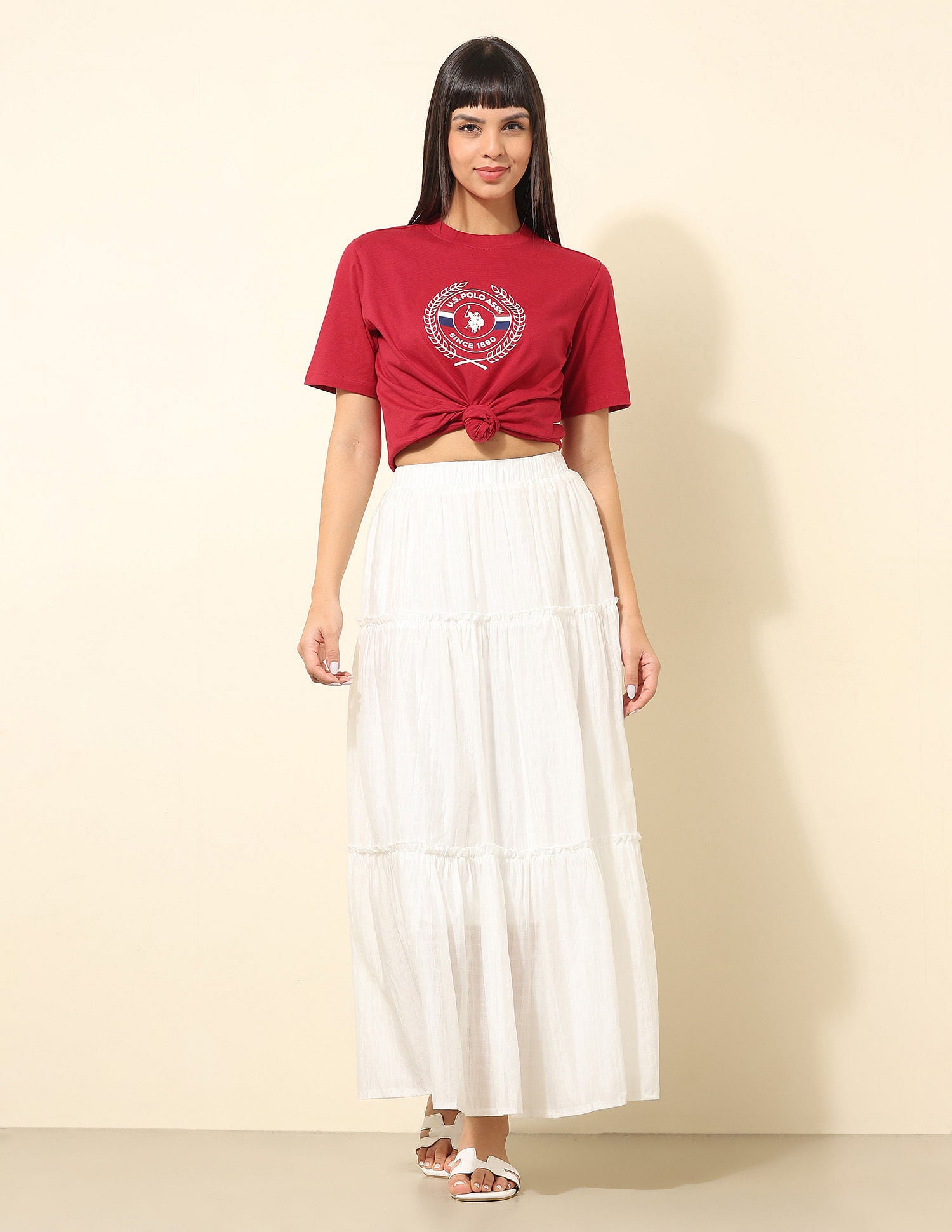 Boxy Fit Brand Printed T-Shirt Red - U.S. POLO ASSN. | Large