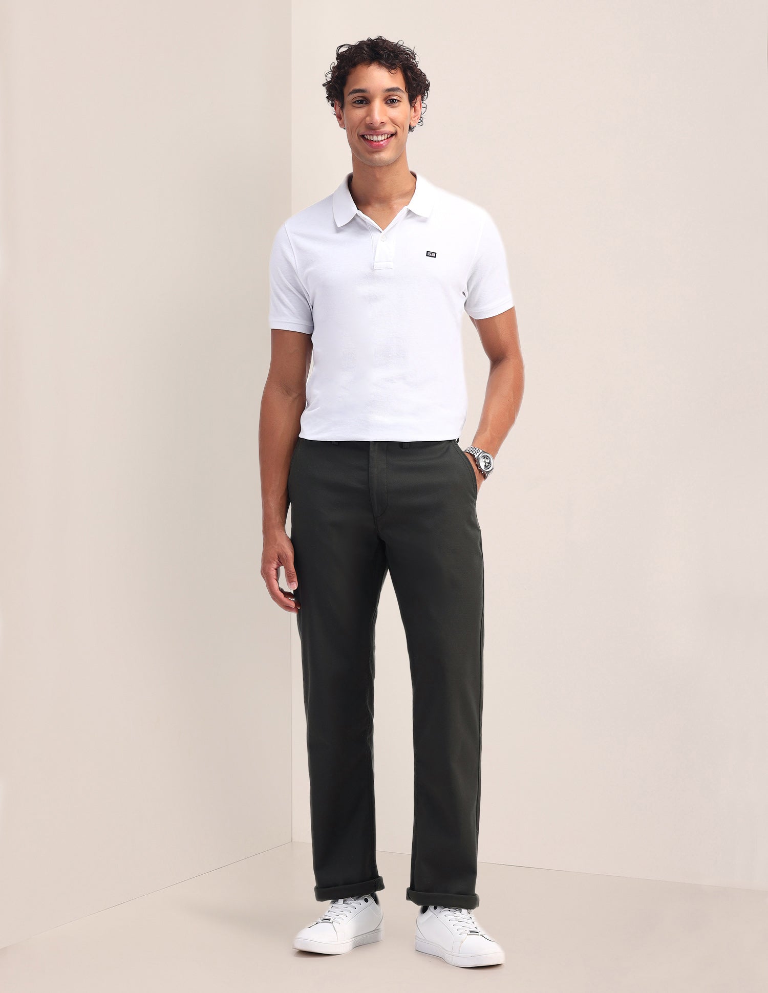 Riley Straight Fit Twill Trousers Dark Olive - U.S. POLO ASSN. | Large