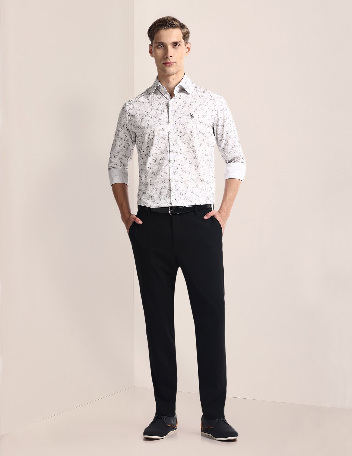 Floral Print Cotton Modal Shirt White - U.S. Polo Assn. India | Large
