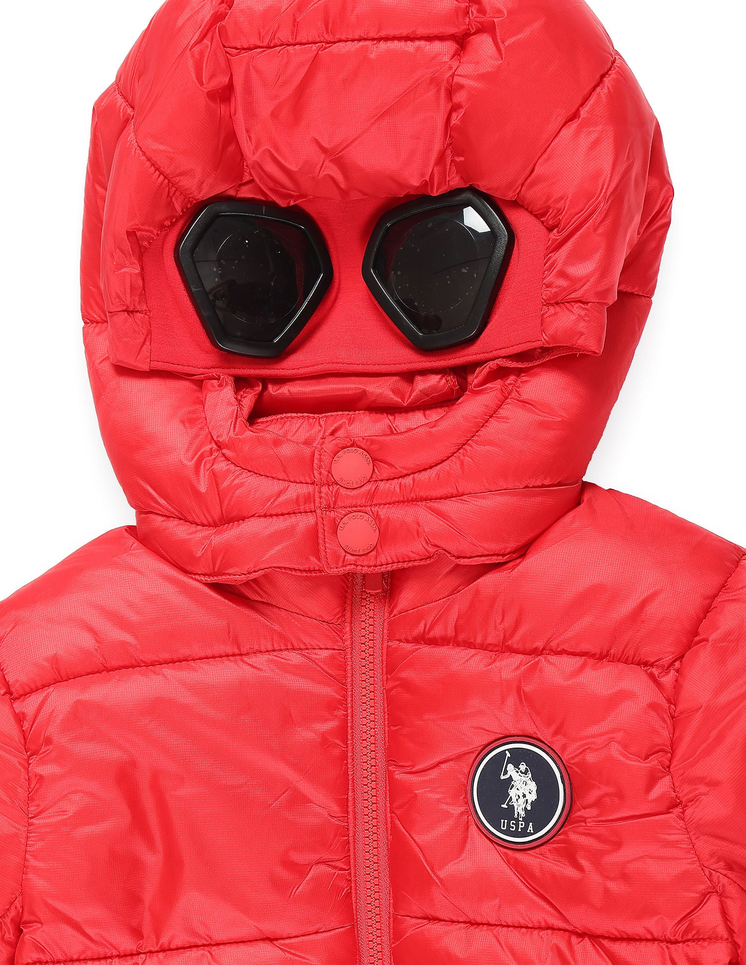Boys Sunglasses Hood Puffer Jacket Red - U.S. POLO ASSN. | Large