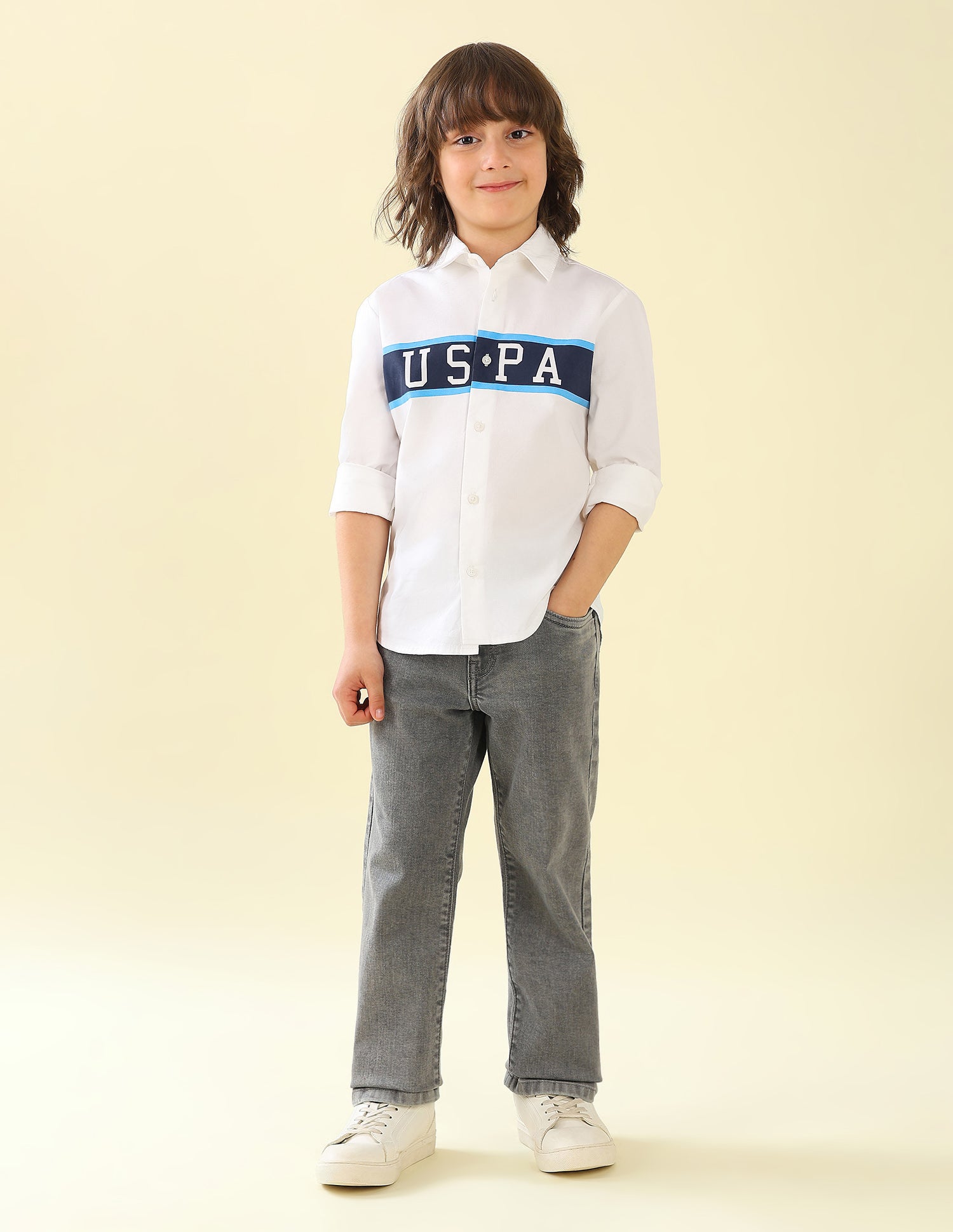 Twill Brand Printed Shirt White - U.S. Polo Assn. India | Large