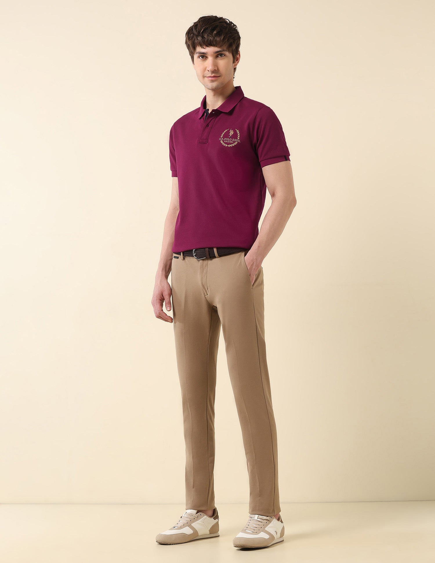 Pure Cotton Slim Fit Classic Polo Shirt Dark Red - U.S. Polo Assn. India | Large