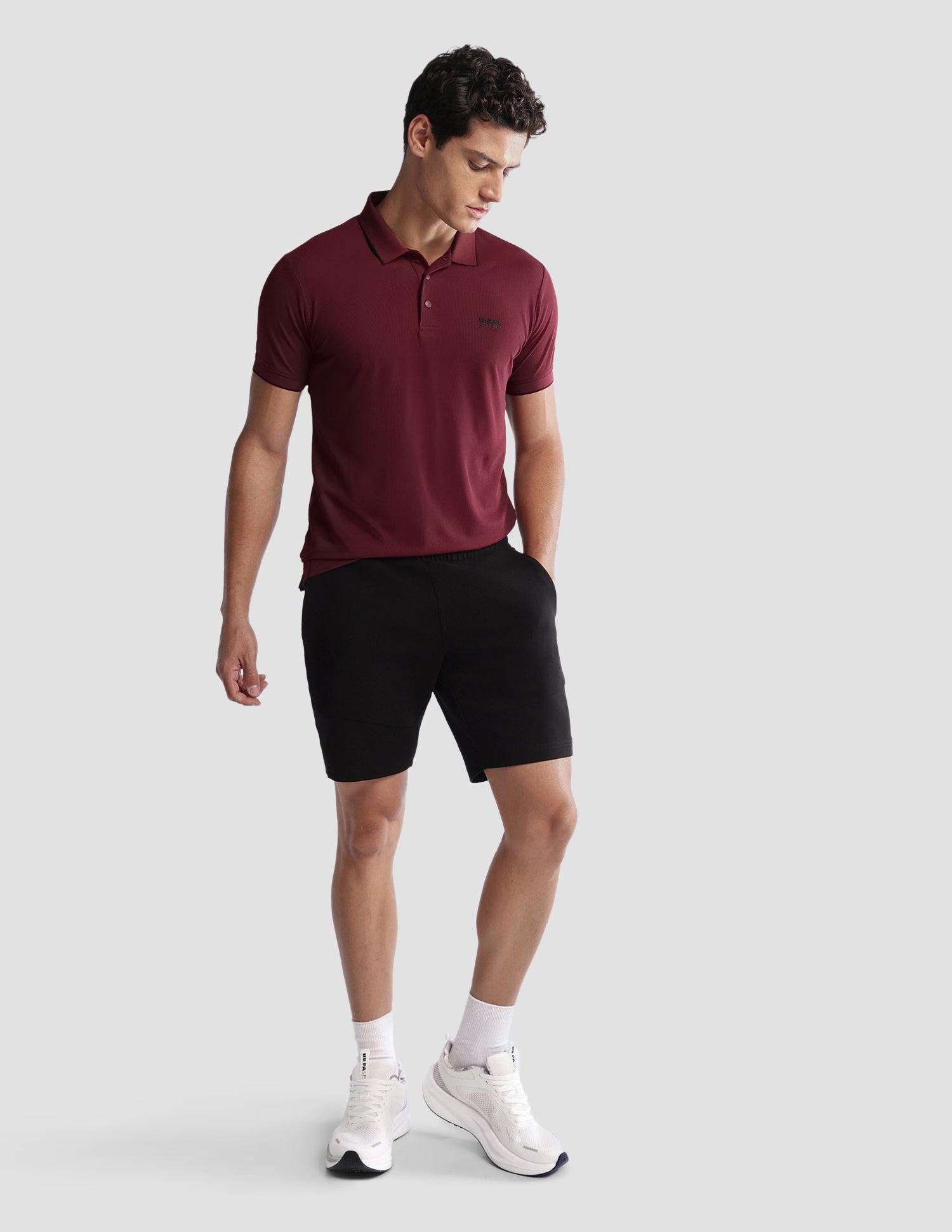 Solid Regular Fit Active Polo Shirt Maroon - U.S. Polo Assn. India | Large