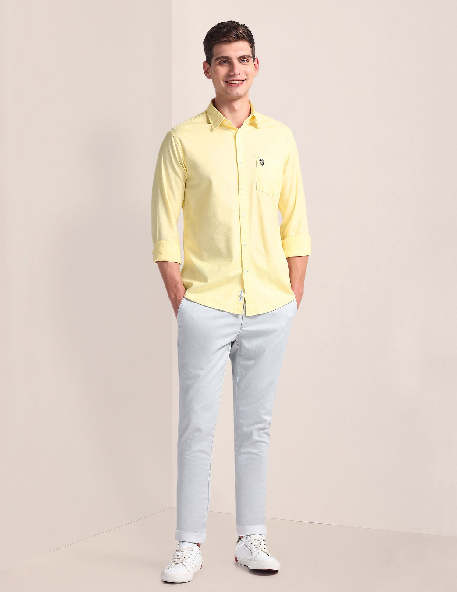 Solid Dobby Shirt Yellow - U.S. Polo Assn. India | Large