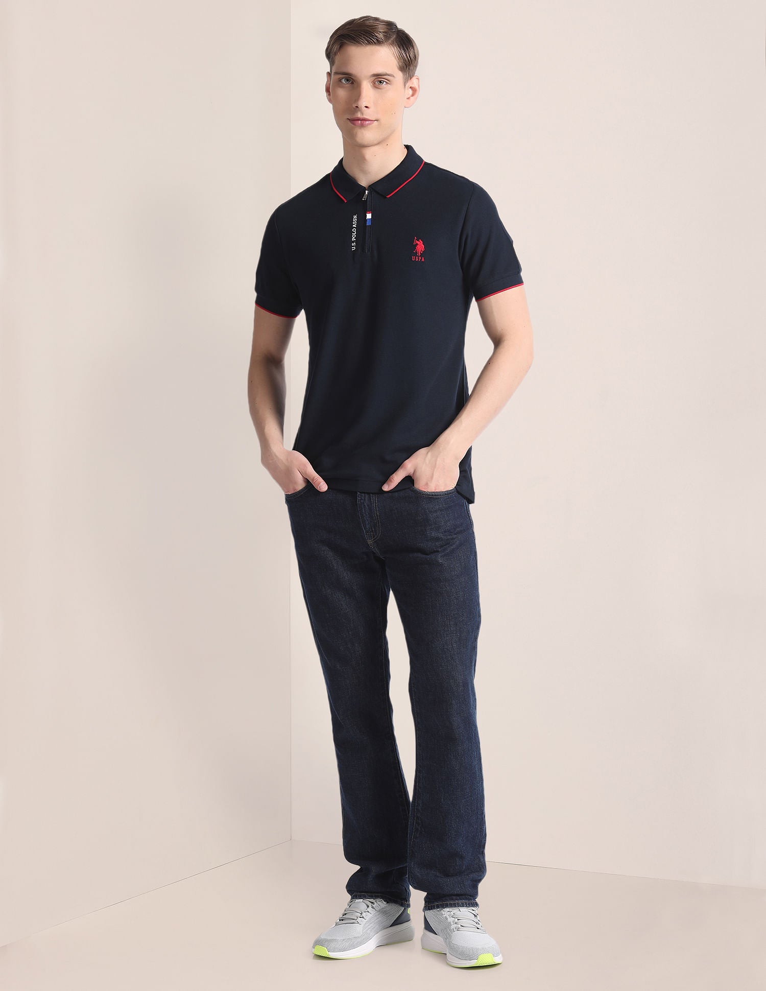 Solid Slim Polo Shirt Navy - U.S. Polo Assn. India | Large