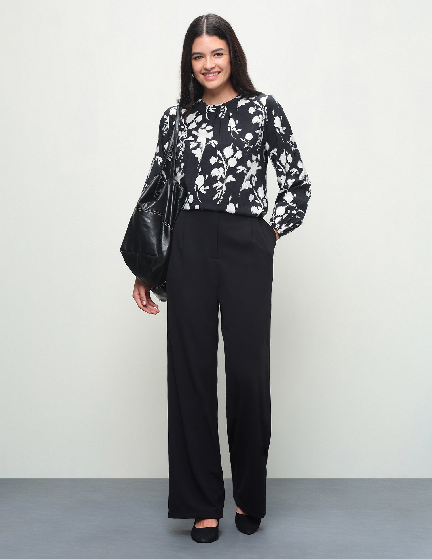 Floral Printed Regular Fit Top Black - U.S. Polo Assn. India | Large