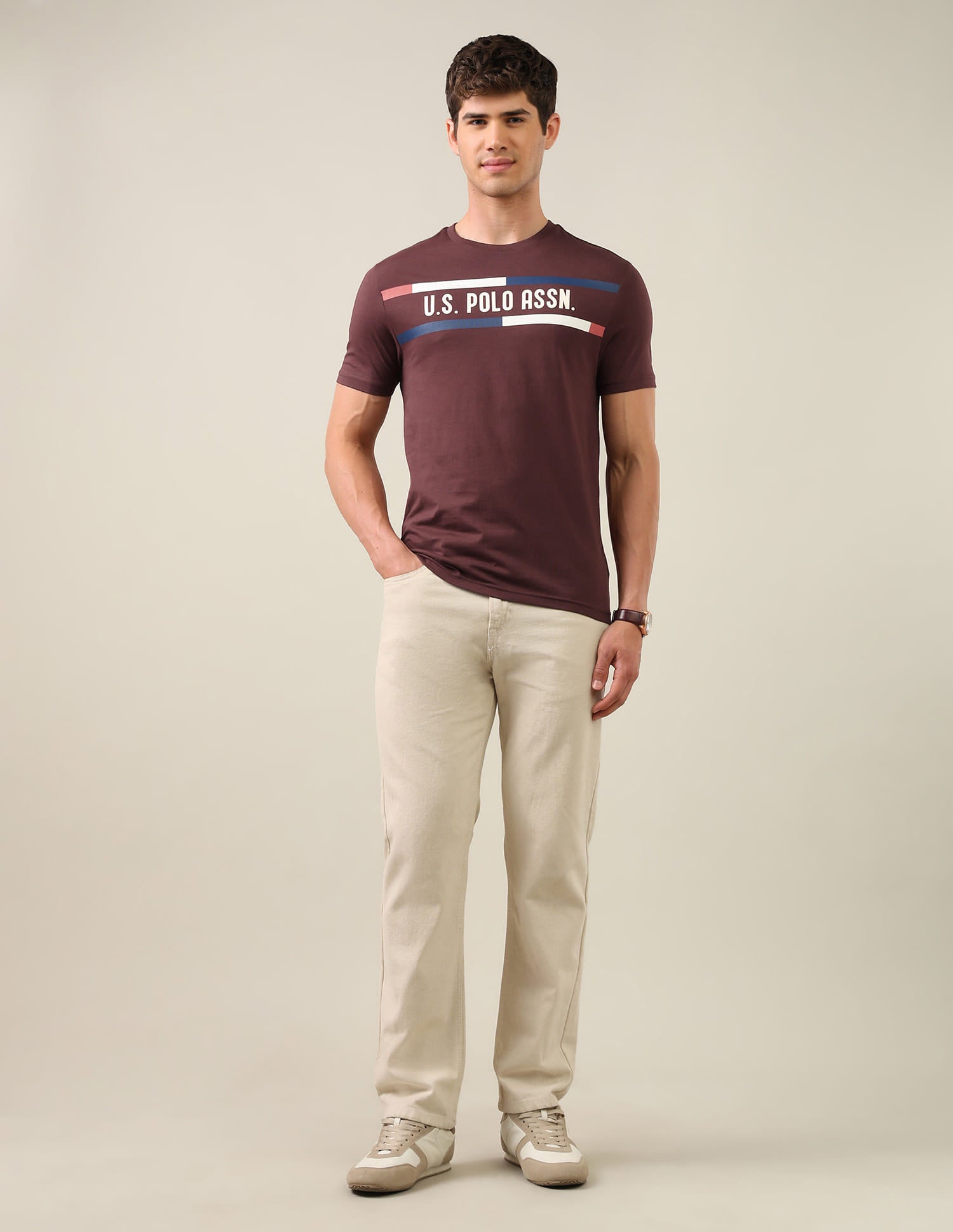 Brand Printed Regular Fit T-Shirt Red - U.S. Polo Assn. India | Large