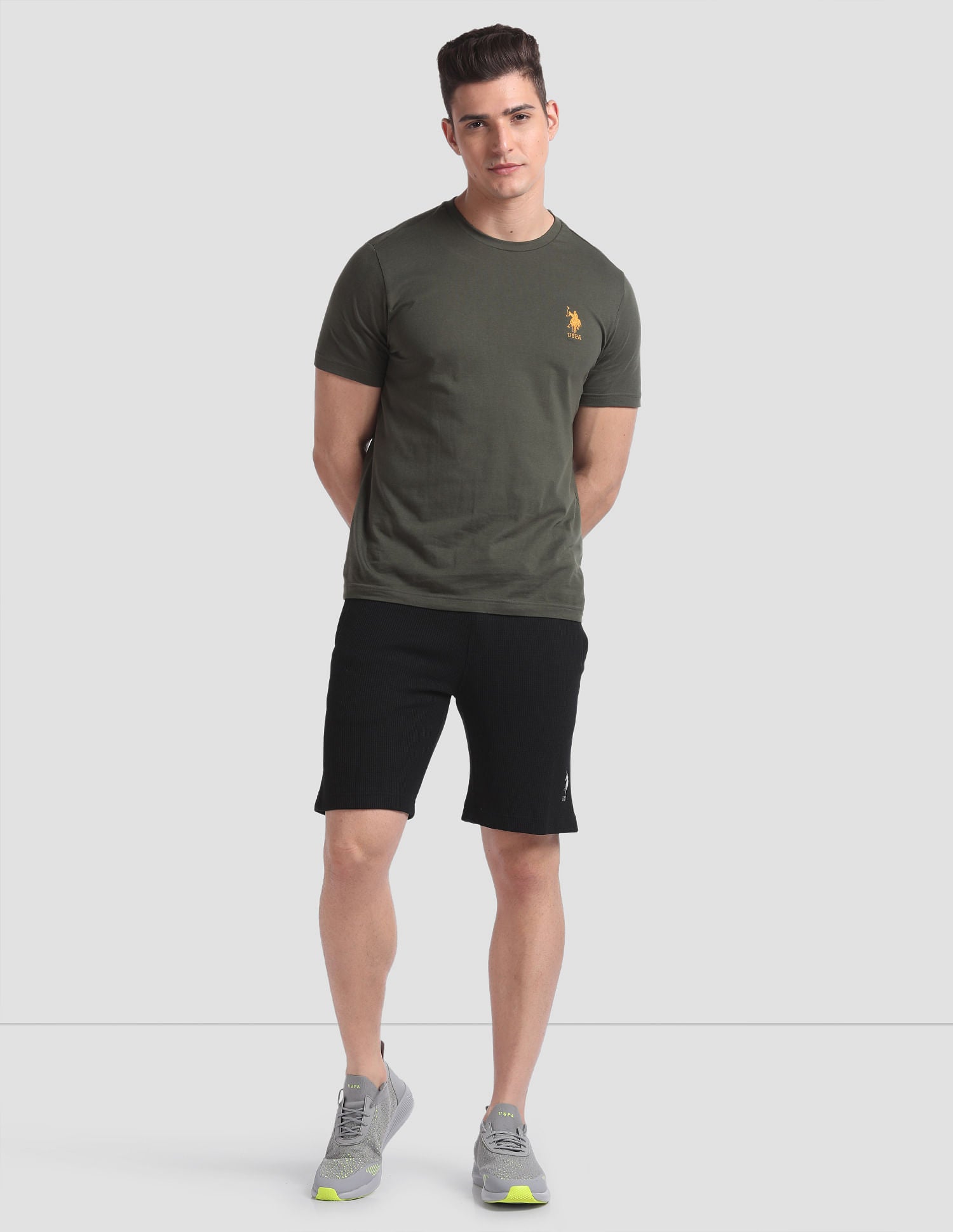 Waffle Knit Textured LS005 Lounge Shorts - Pack Of 1 Black - U.S. POLO ASSN. | Large