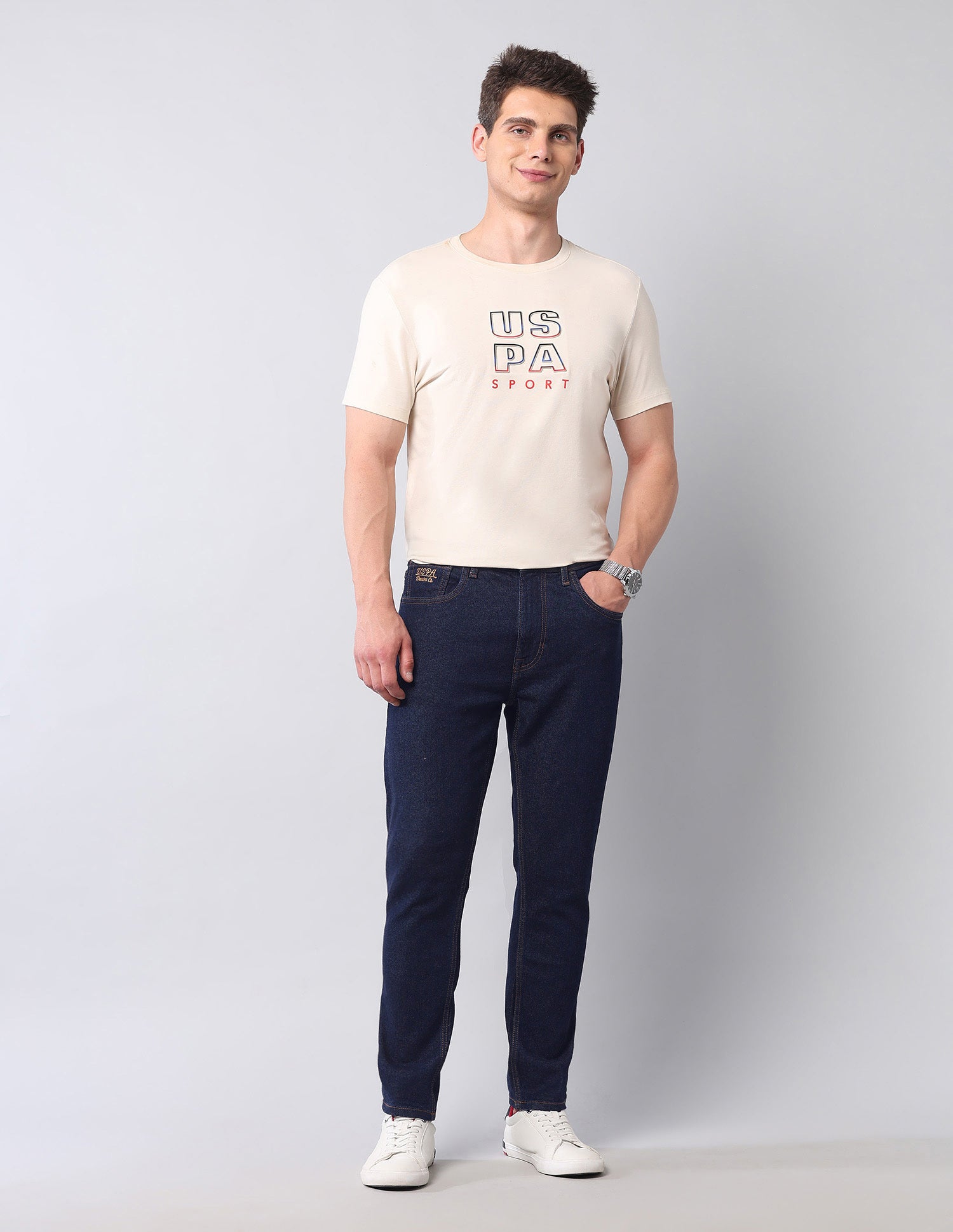 Cole Comfort Cropped Fit Blue Jeans Blue - U.S. POLO ASSN. | Large