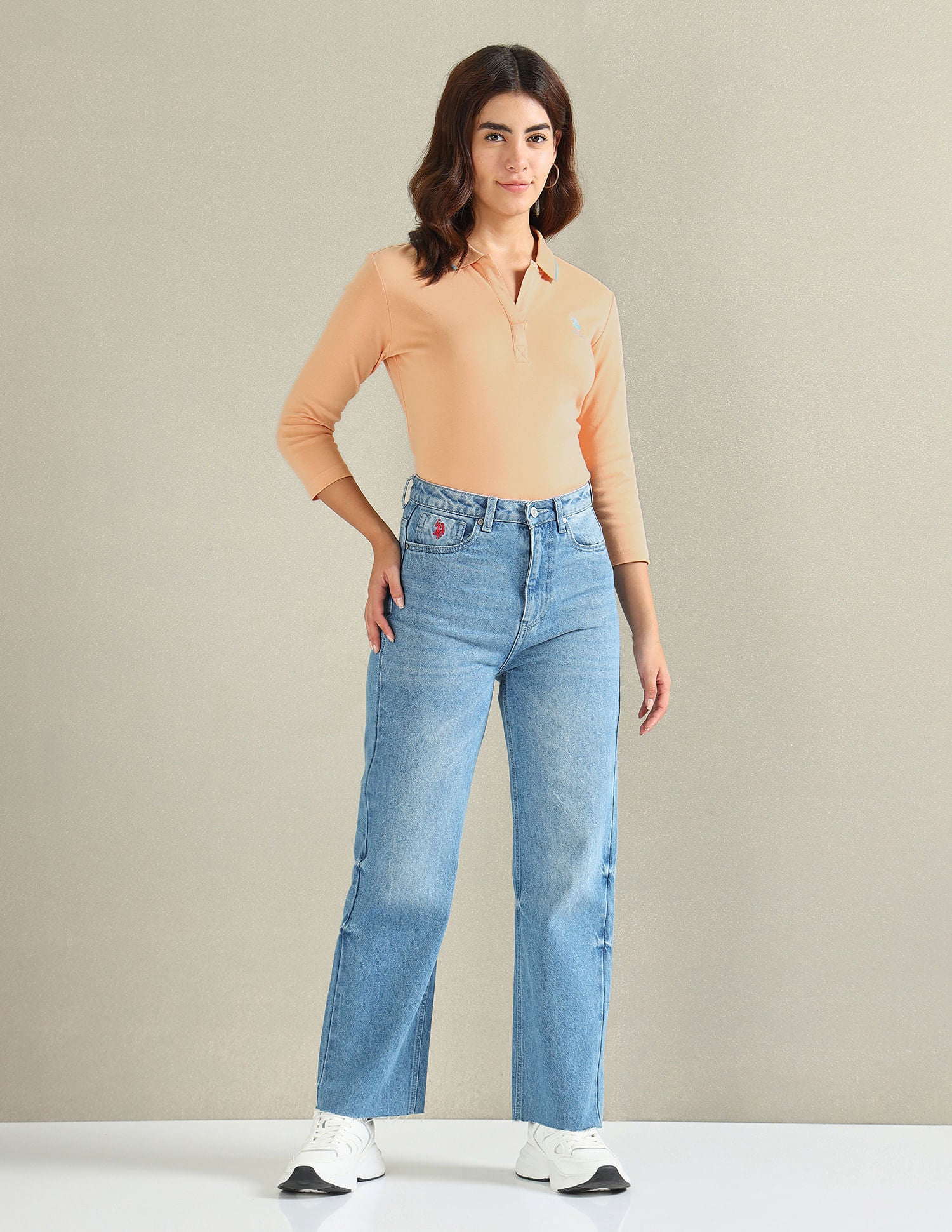 Tipped Collar Solid Polo Shirt Peach - U.S. POLO ASSN. | Large