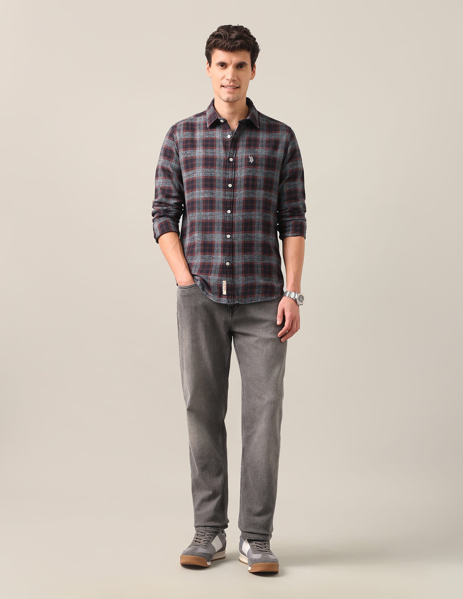 Tartan Checked Twill Shirt Brown - U.S. Polo Assn. India | Large