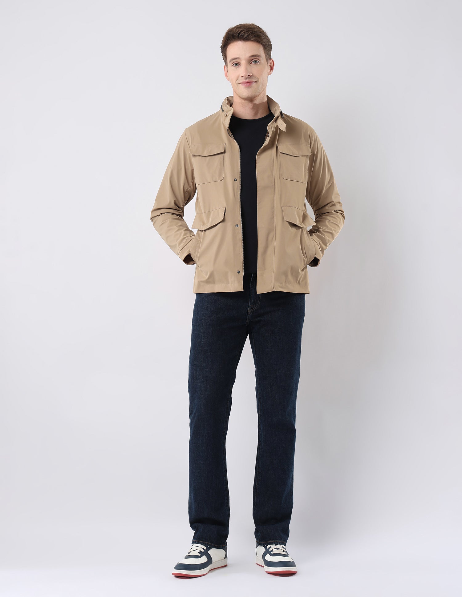 Solid Regular Fit Detachable Hood Jacket Camel - U.S. Polo Assn. India | Large