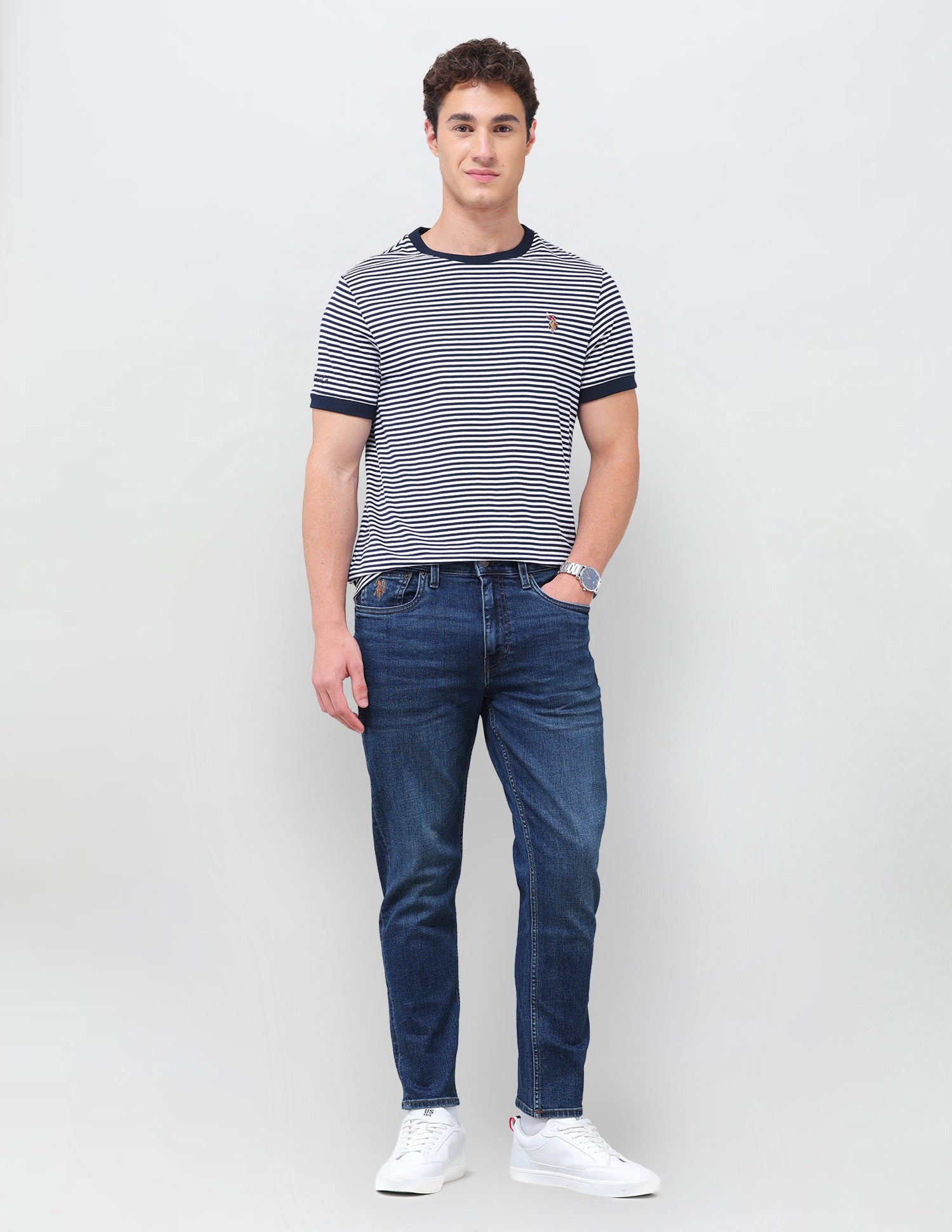 Cole Comfort Cropped Fit Blue Jeans Dark Blue - U.S. Polo Assn. India | Large