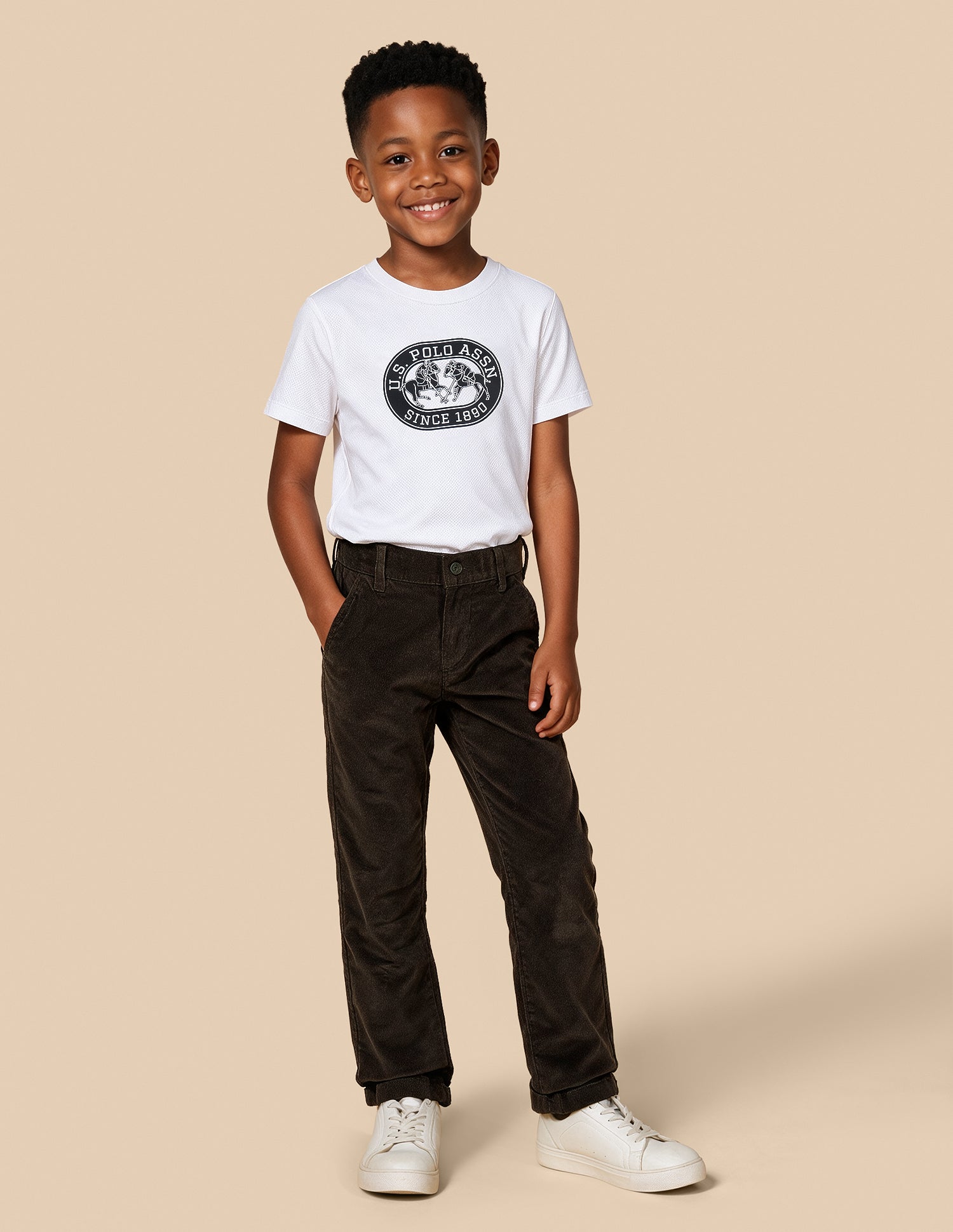Mid Rise Corduroy Trousers Dark Brown - U.S. Polo Assn. India | Large