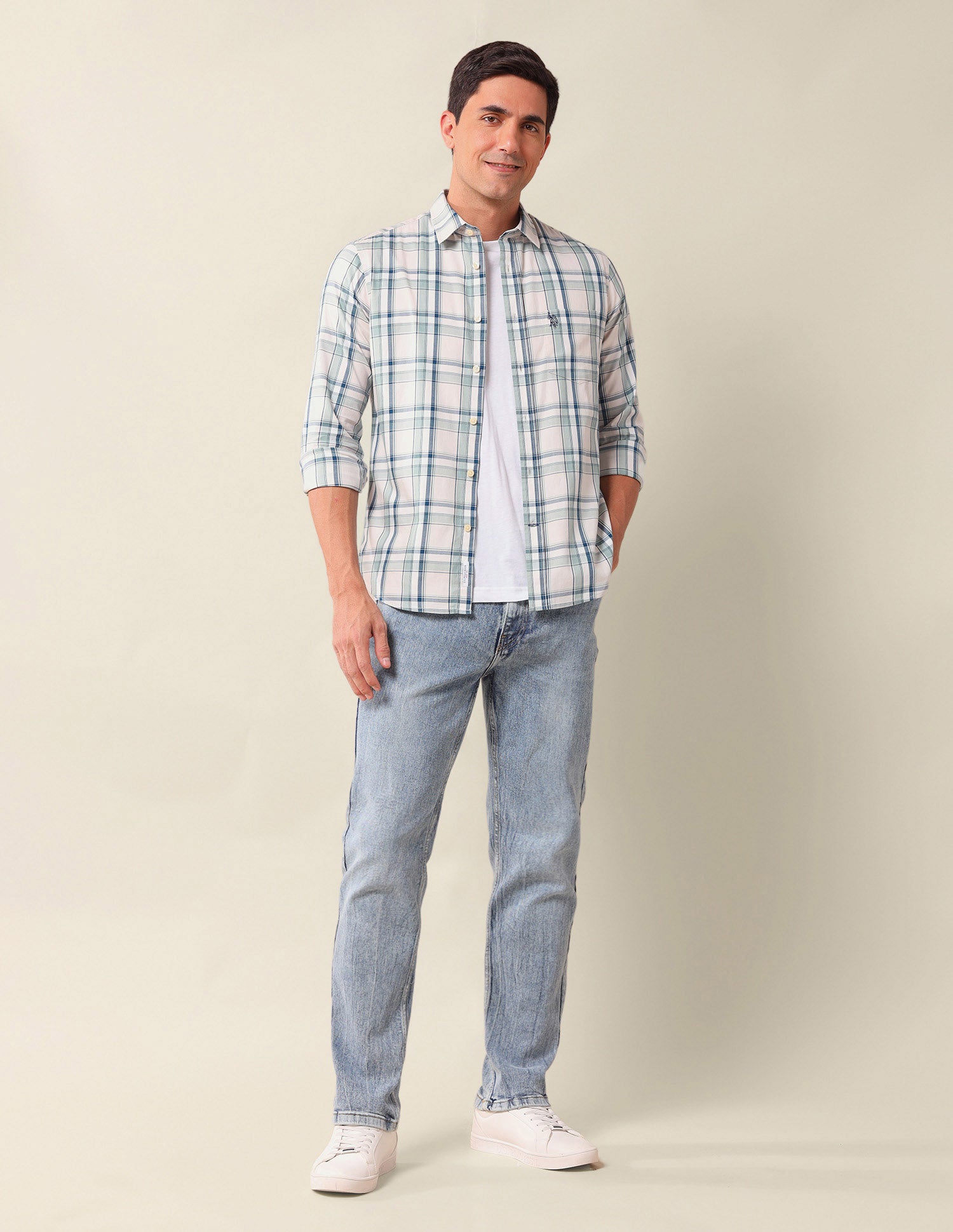 Plaid Checked Tailored Fit Shirt Green - U.S. POLO ASSN. | Large