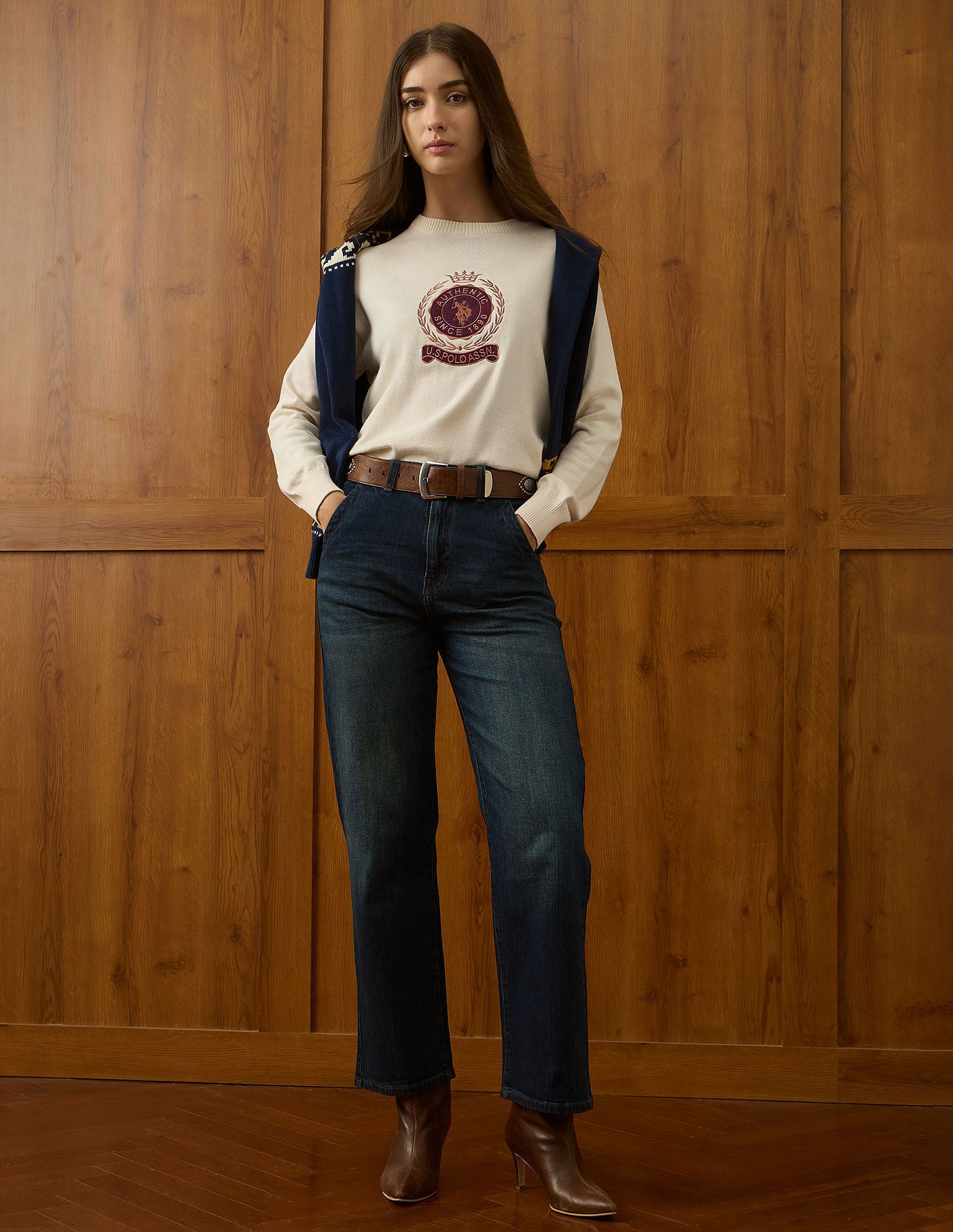 Drop Shoulder Relaxed Fit Sweater Off White - U.S. POLO ASSN. | Large