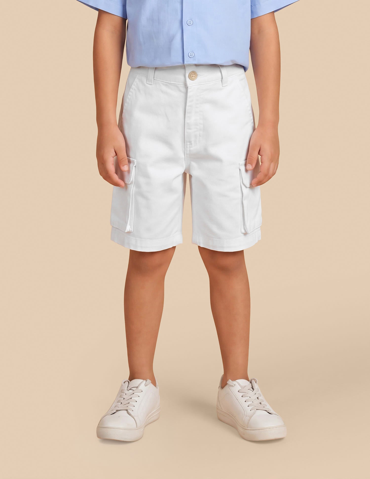 Solid Relaxed Fit Cargo Shorts White - U.S. Polo Assn. India | Large