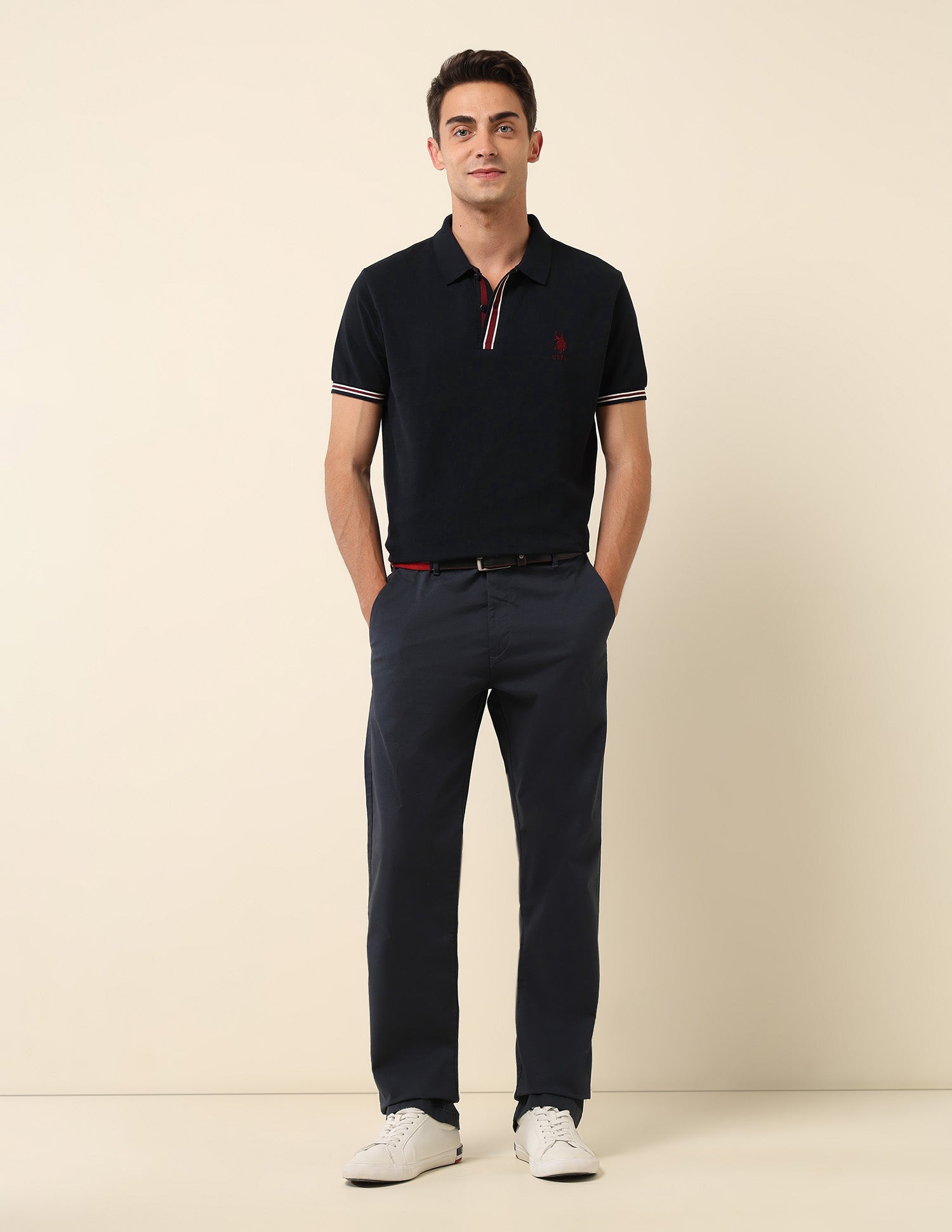 Solid Slim Fit Polo Shirt Navy - U.S. Polo Assn. India | Large