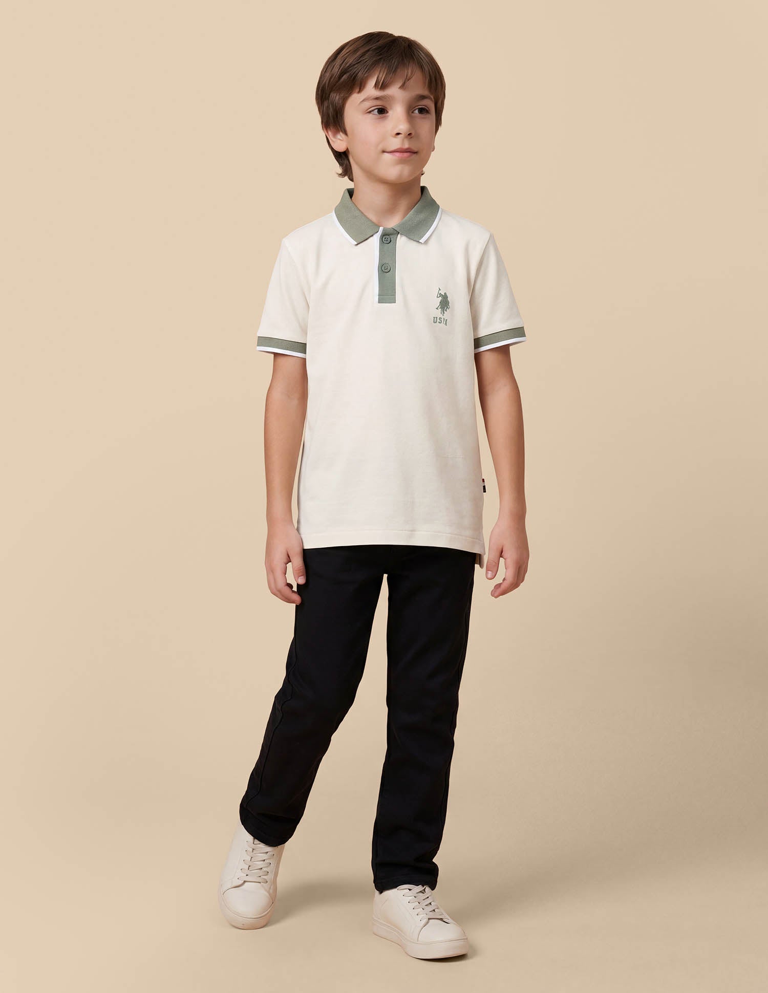 Solid Regular Fit Polo Shirt Off White - U.S. Polo Assn. India | Large